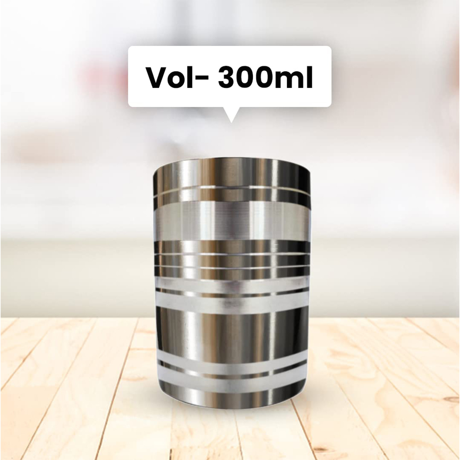 Kuber Industries Stainless Steel Glass Set | Wobble Free Base, Durable | Multipurpose, Elegant Design & Mirror Finish | Easy to Clean & Store | Steel Glass Set 6