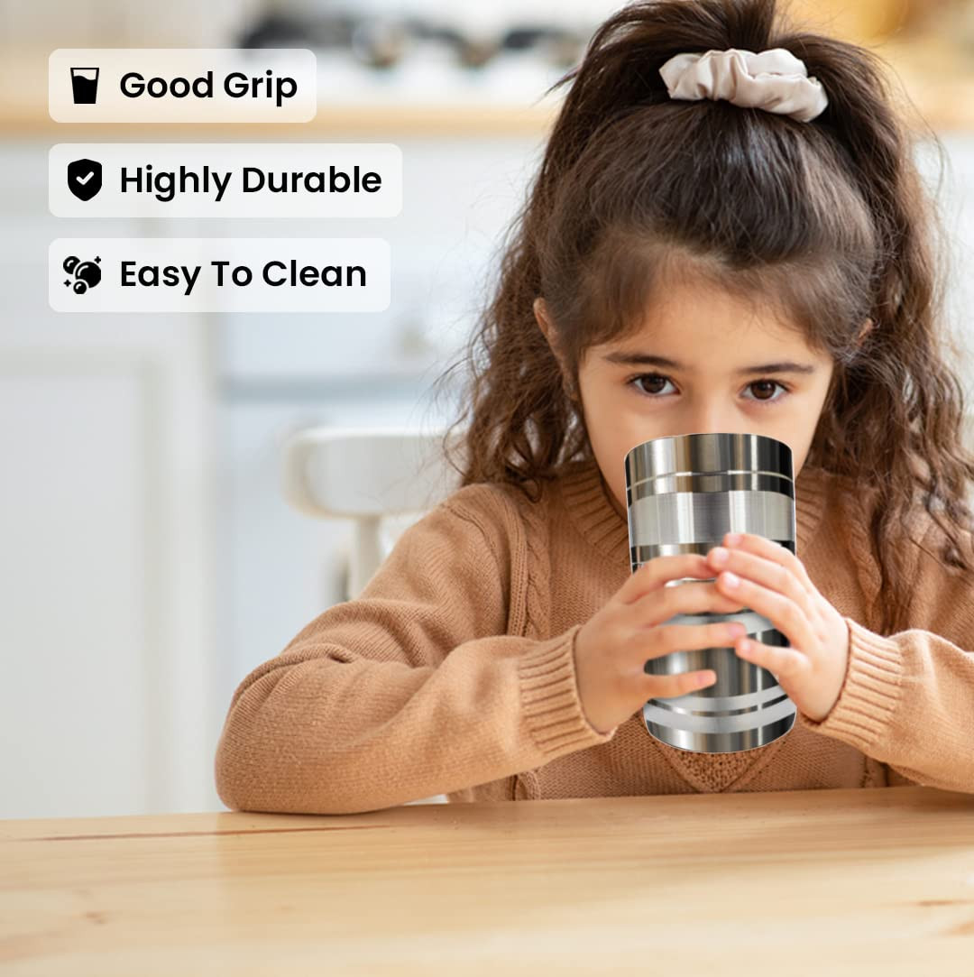 Kuber Industries Stainless Steel Glass Set | Wobble Free Base, Durable | Multipurpose, Elegant Design & Mirror Finish | Easy to Clean & Store | Steel Glass Set 6