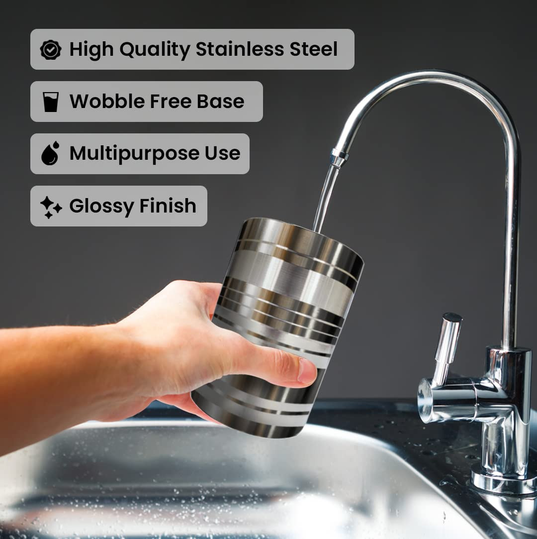 Kuber Industries Stainless Steel Glass Set | Wobble Free Base, Durable | Multipurpose, Elegant Design & Mirror Finish | Easy to Clean & Store | Steel Glass Set 6