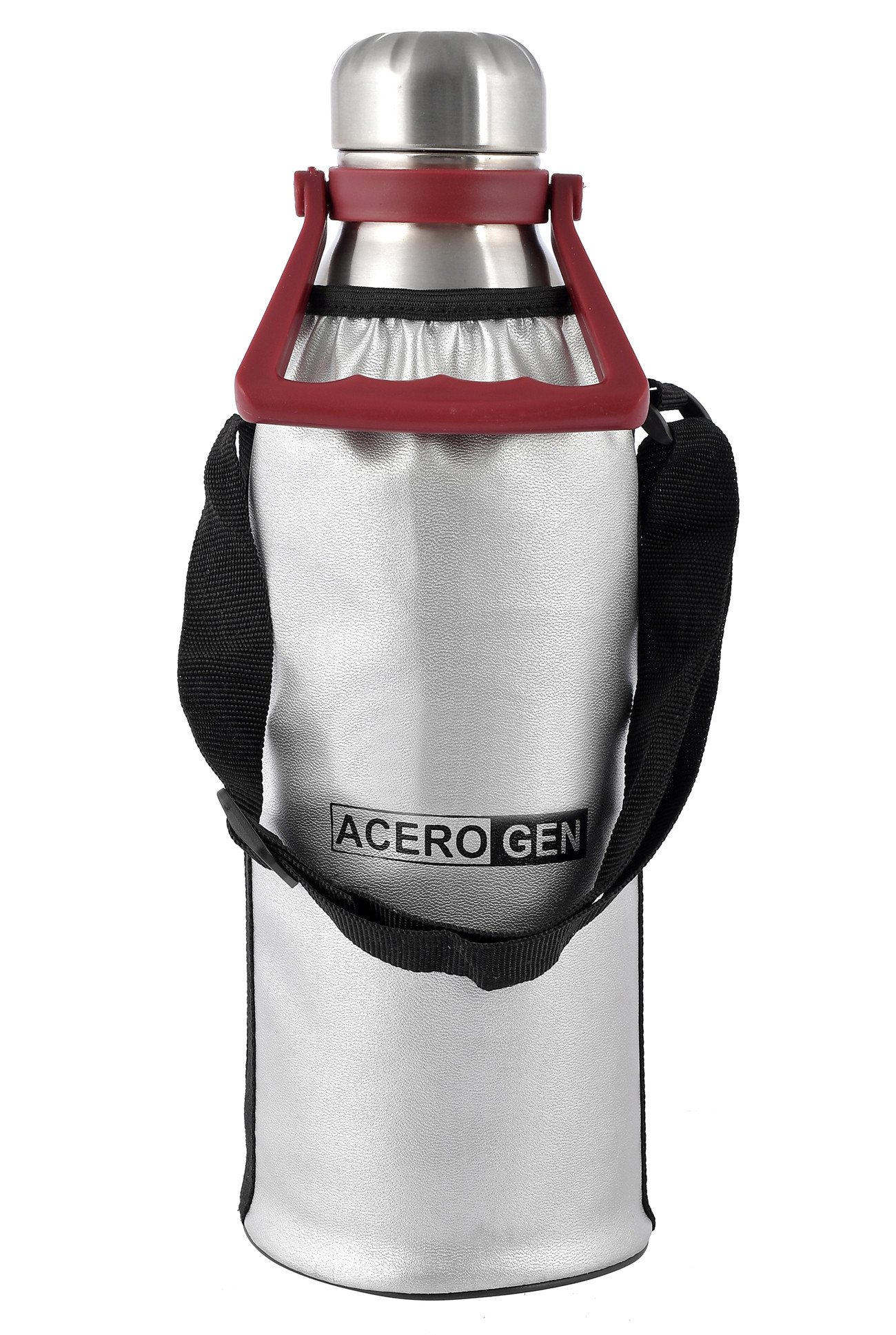 Kuber Industries Stainless Steel Hot And Cold Vacuum Flask With Carrying Handle & Pouch, 1800ml (Silver)-HS42KUBMART25153