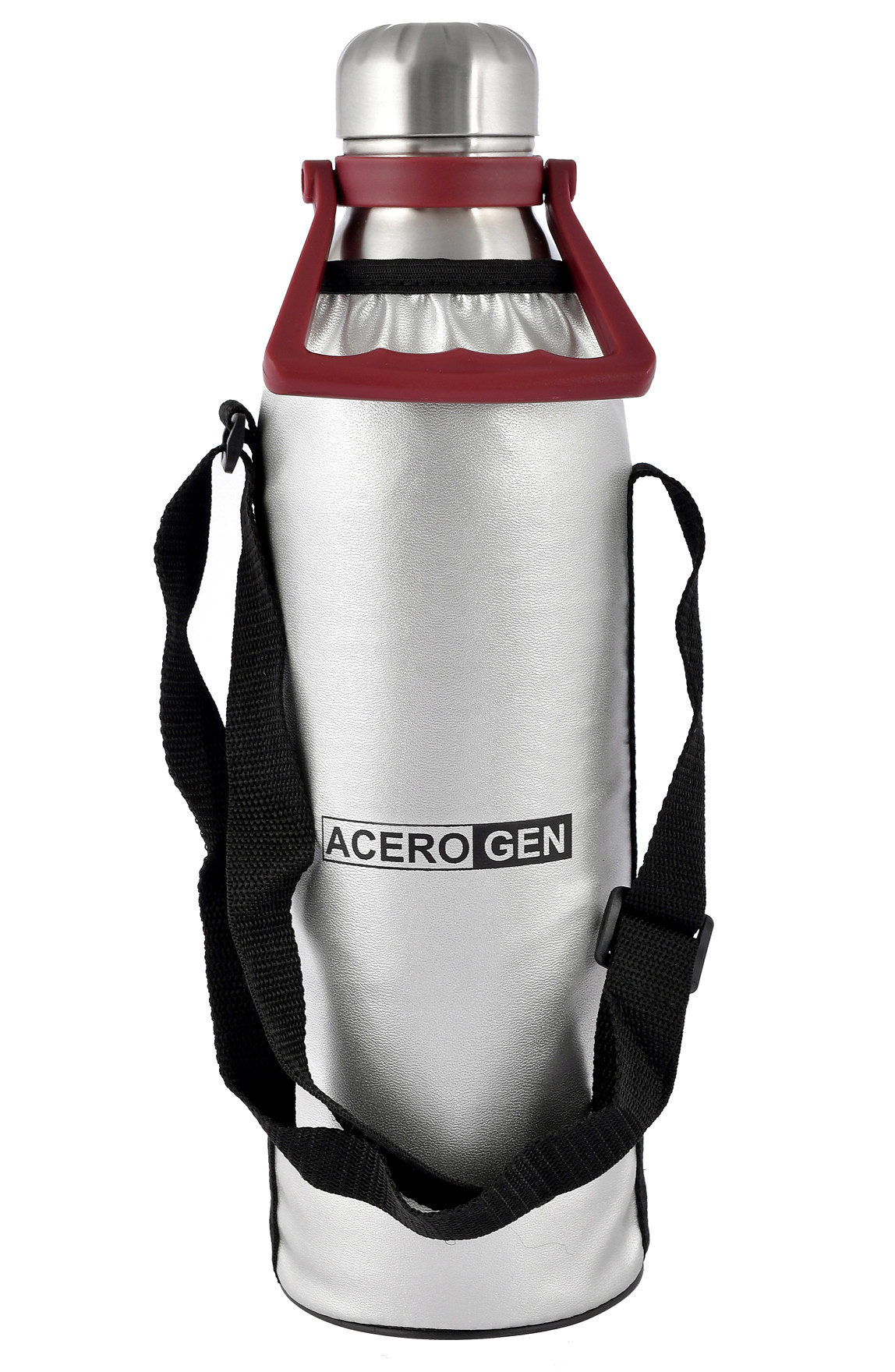 Kuber Industries Stainless Steel Hot And Cold Vacuum Flask With Carrying Handle & Pouch, 2100ml (Silver)-HS42KUBMART25157