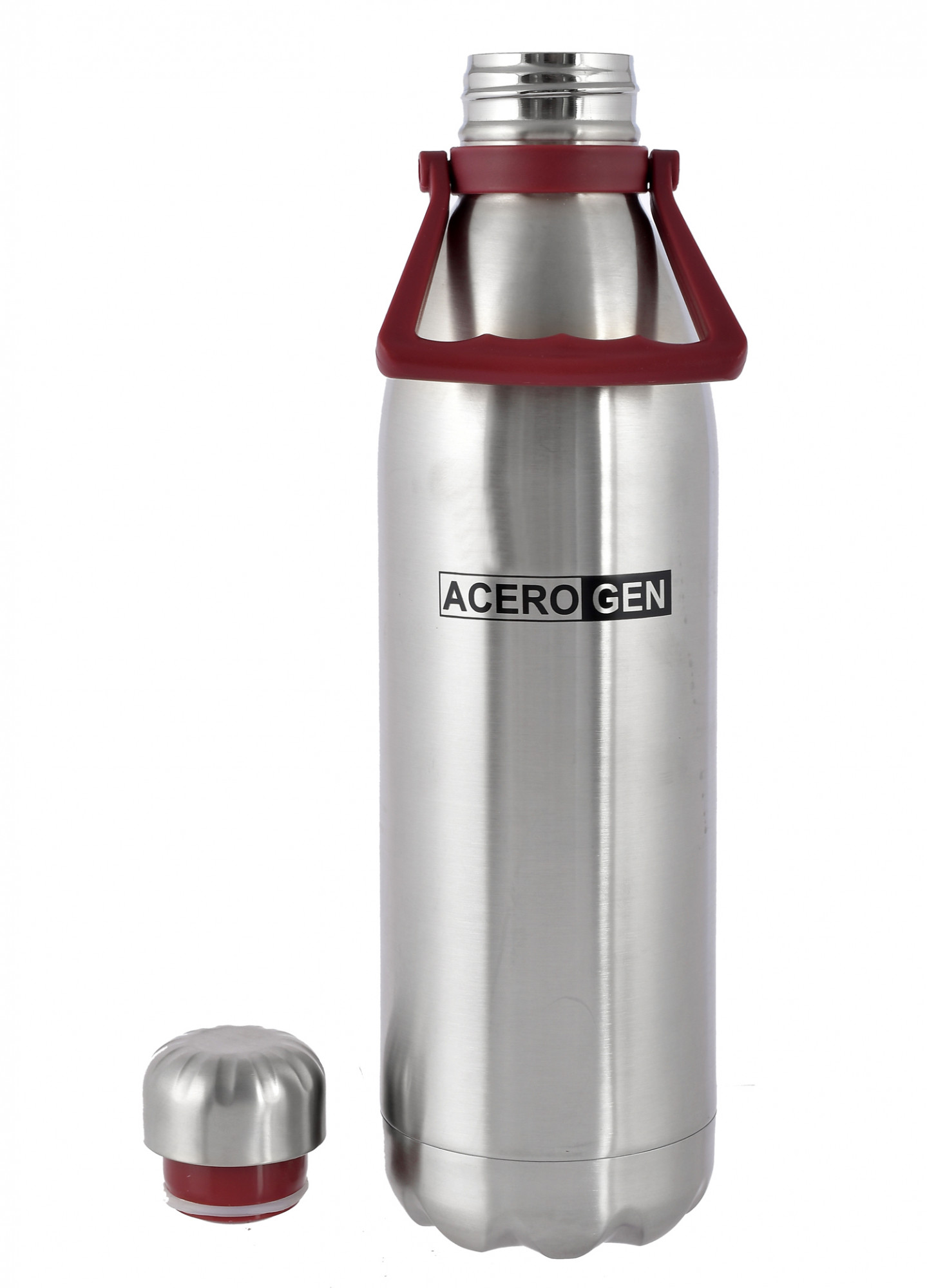 Kuber Industries Stainless Steel Hot And Cold Vacuum Flask With Carrying Handle & Pouch, 2100ml (Silver)-HS42KUBMART25157
