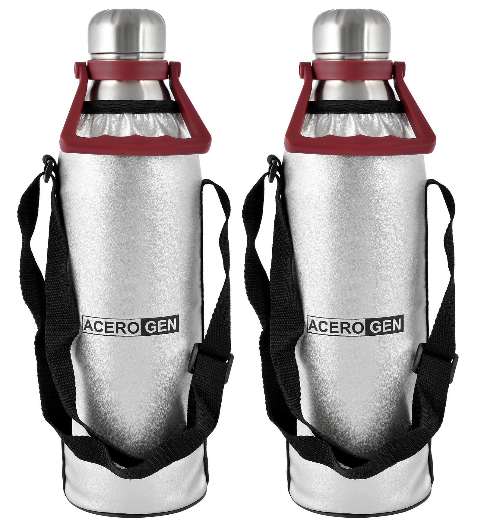 Kuber Industries Stainless Steel Hot And Cold Vacuum Flask With Carrying Handle & Pouch, 2100ml (Silver)-HS42KUBMART25157