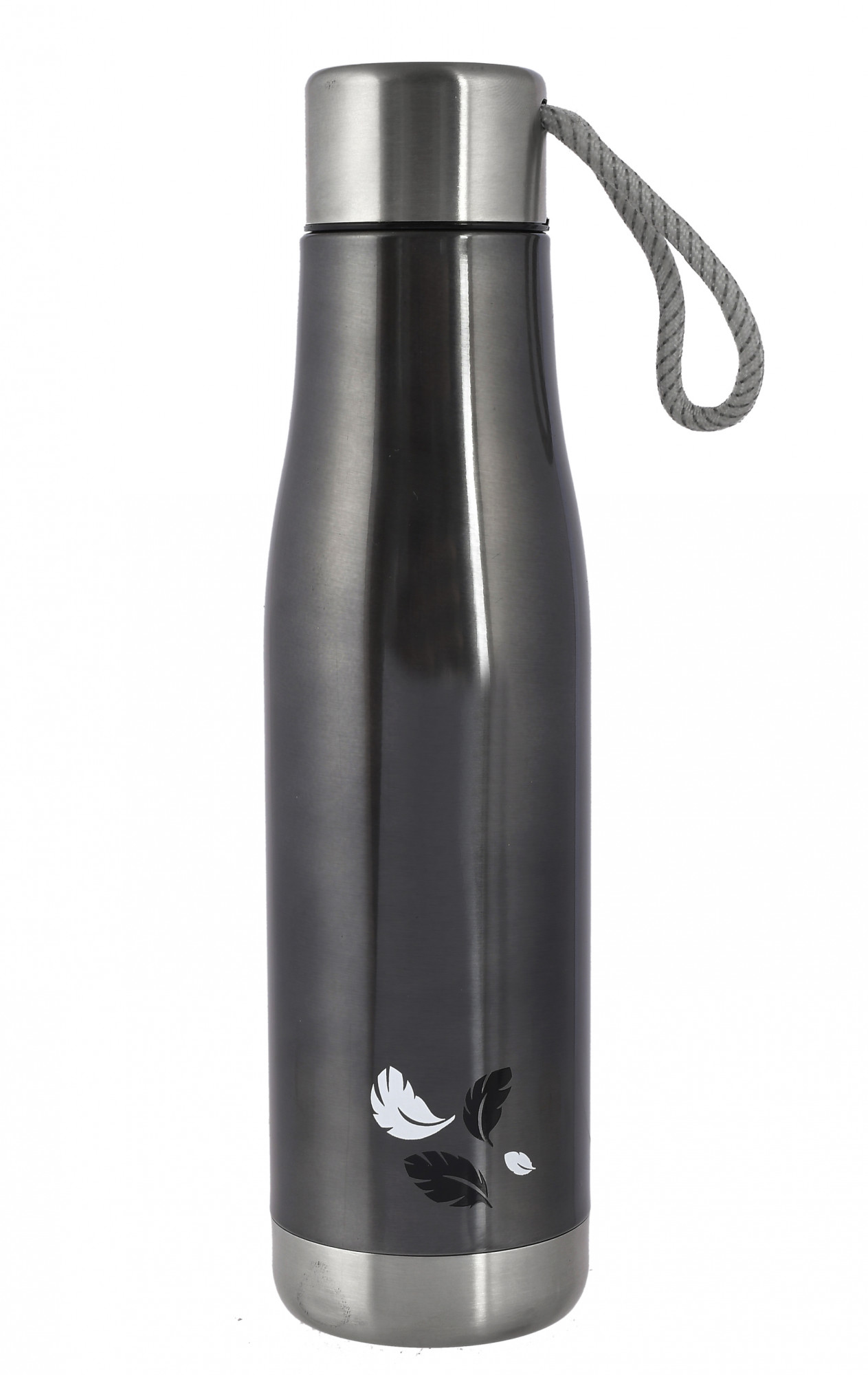 Kuber Industries Stainless Steel Hot And Cold Vacuum Flask With Carrying Strip, 1000ml (Dark Grey)-HS42KUBMART25169