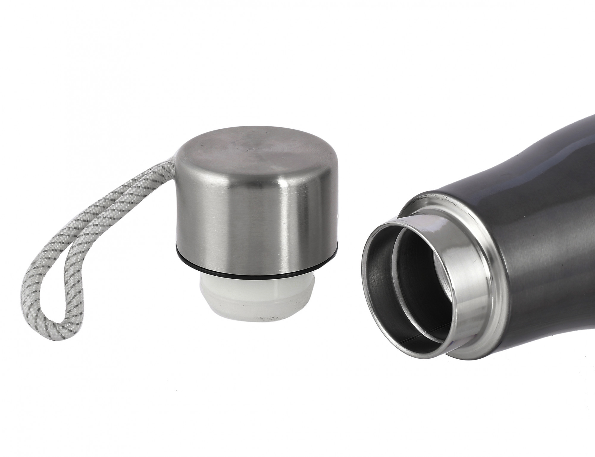 Kuber Industries Stainless Steel Hot And Cold Vacuum Flask With Carrying Strip, 1000ml (Dark Grey)-HS42KUBMART25169