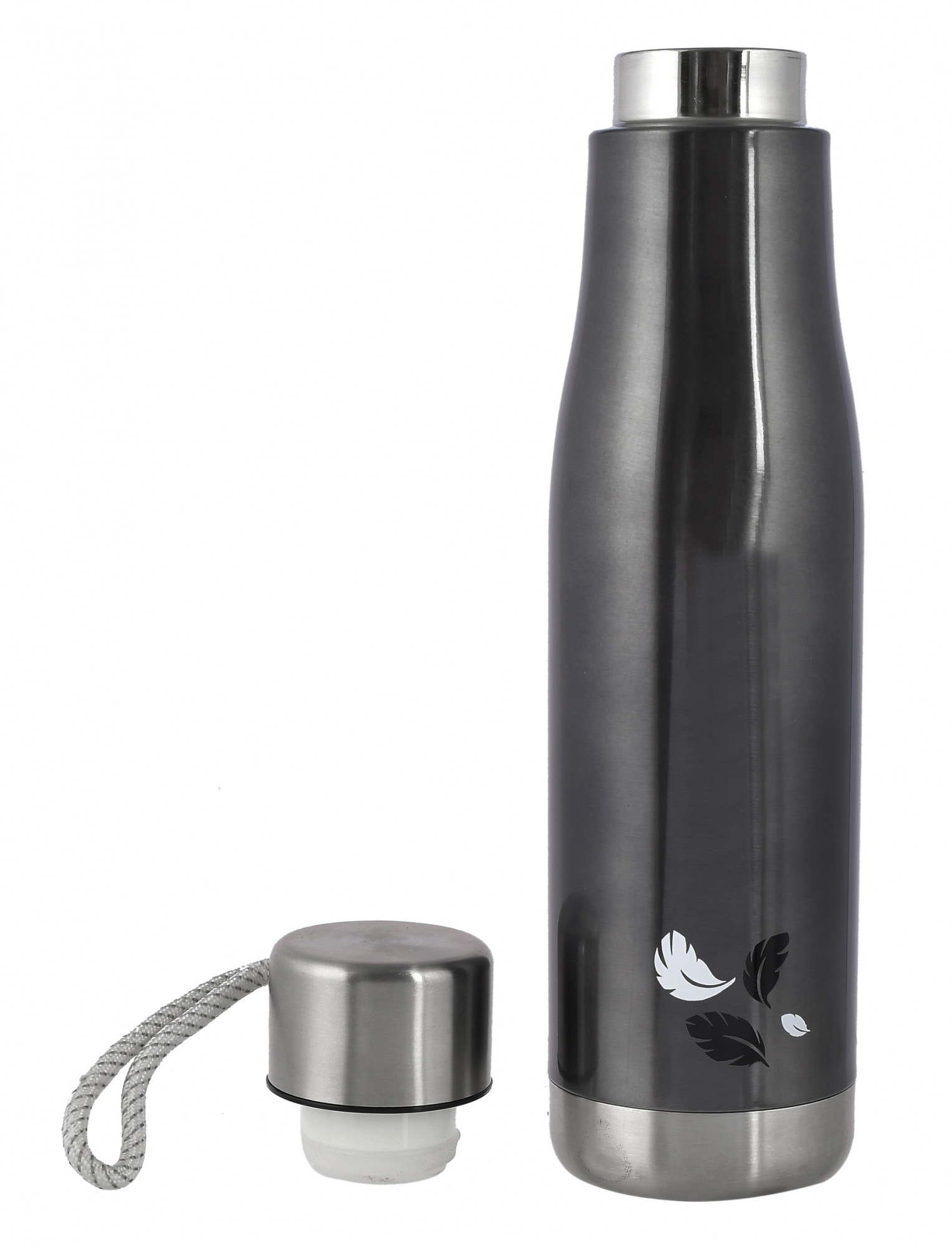 Kuber Industries Stainless Steel Hot And Cold Vacuum Flask With Carrying Strip, 1000ml (Dark Grey)-HS42KUBMART25169