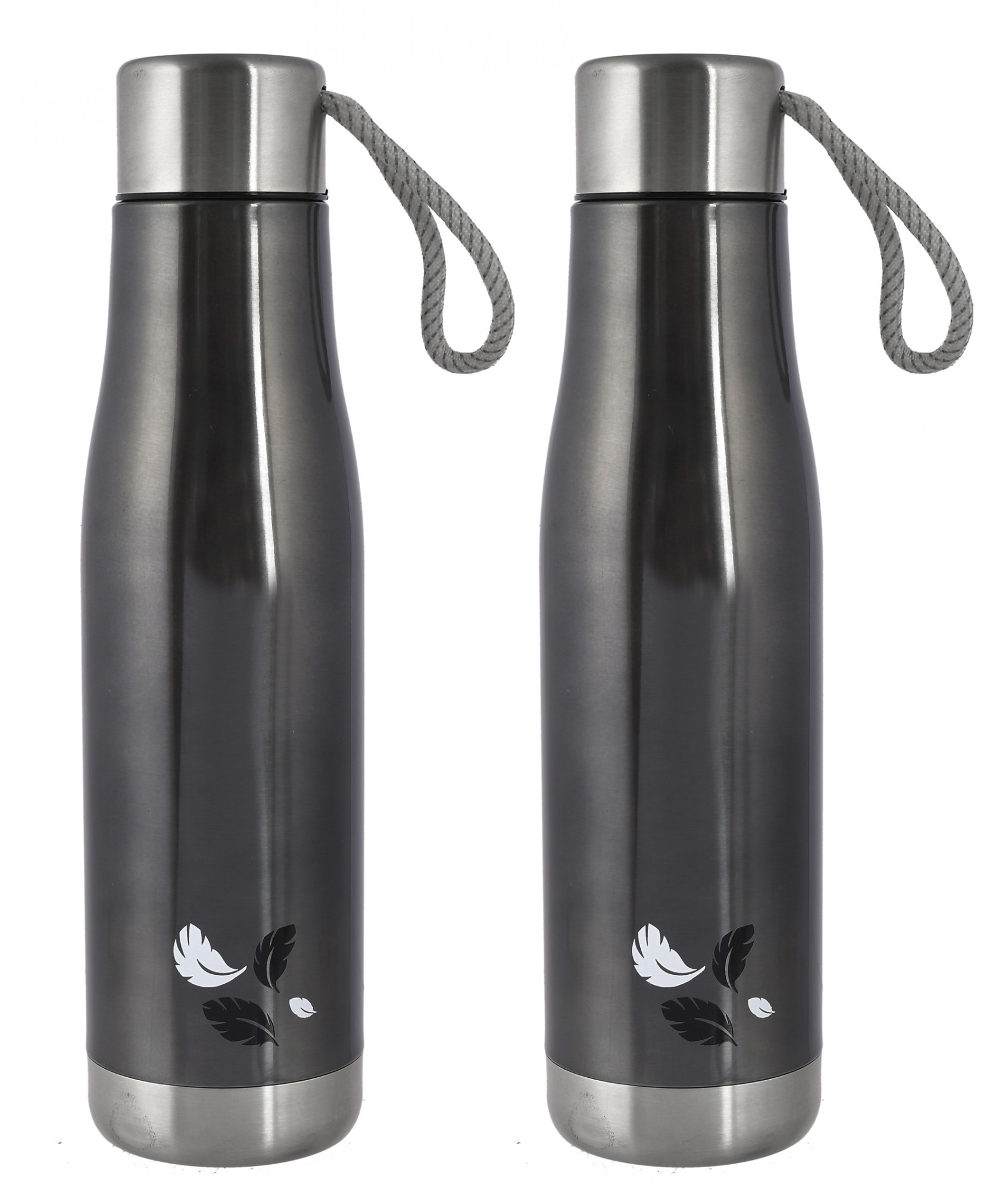 Kuber Industries Stainless Steel Hot And Cold Vacuum Flask With Carrying Strip, 1000ml (Dark Grey)-HS42KUBMART25169