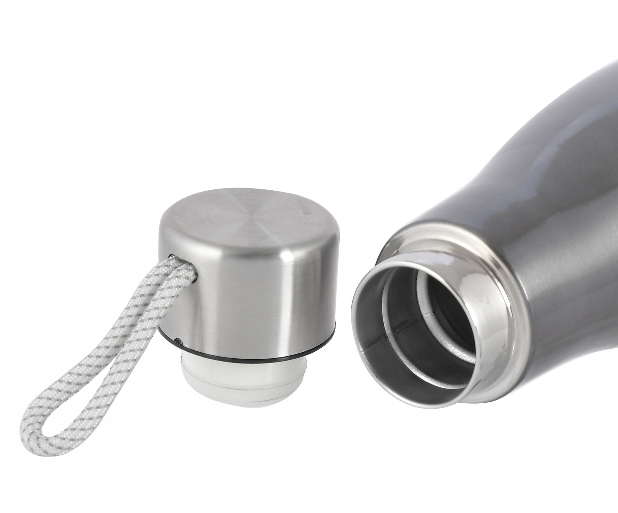 Kuber Industries Stainless Steel Hot And Cold Vacuum Flask With Carrying Strip, 1000ml (Grey)-HS42KUBMART25173
