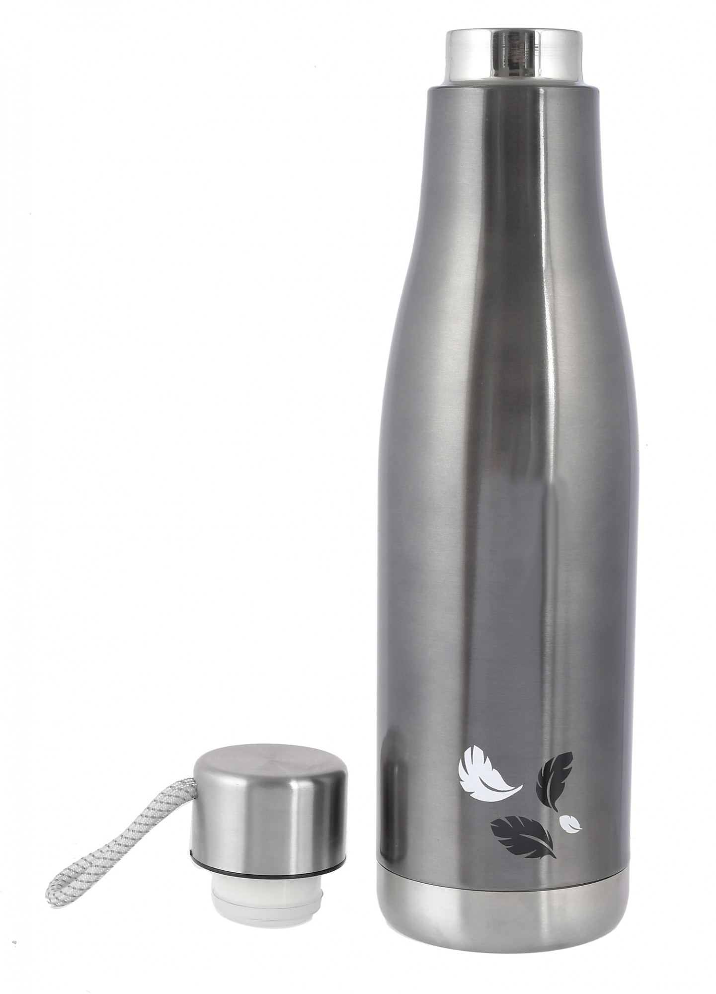 Kuber Industries Stainless Steel Hot And Cold Vacuum Flask With Carrying Strip, 1000ml (Grey)-HS42KUBMART25173
