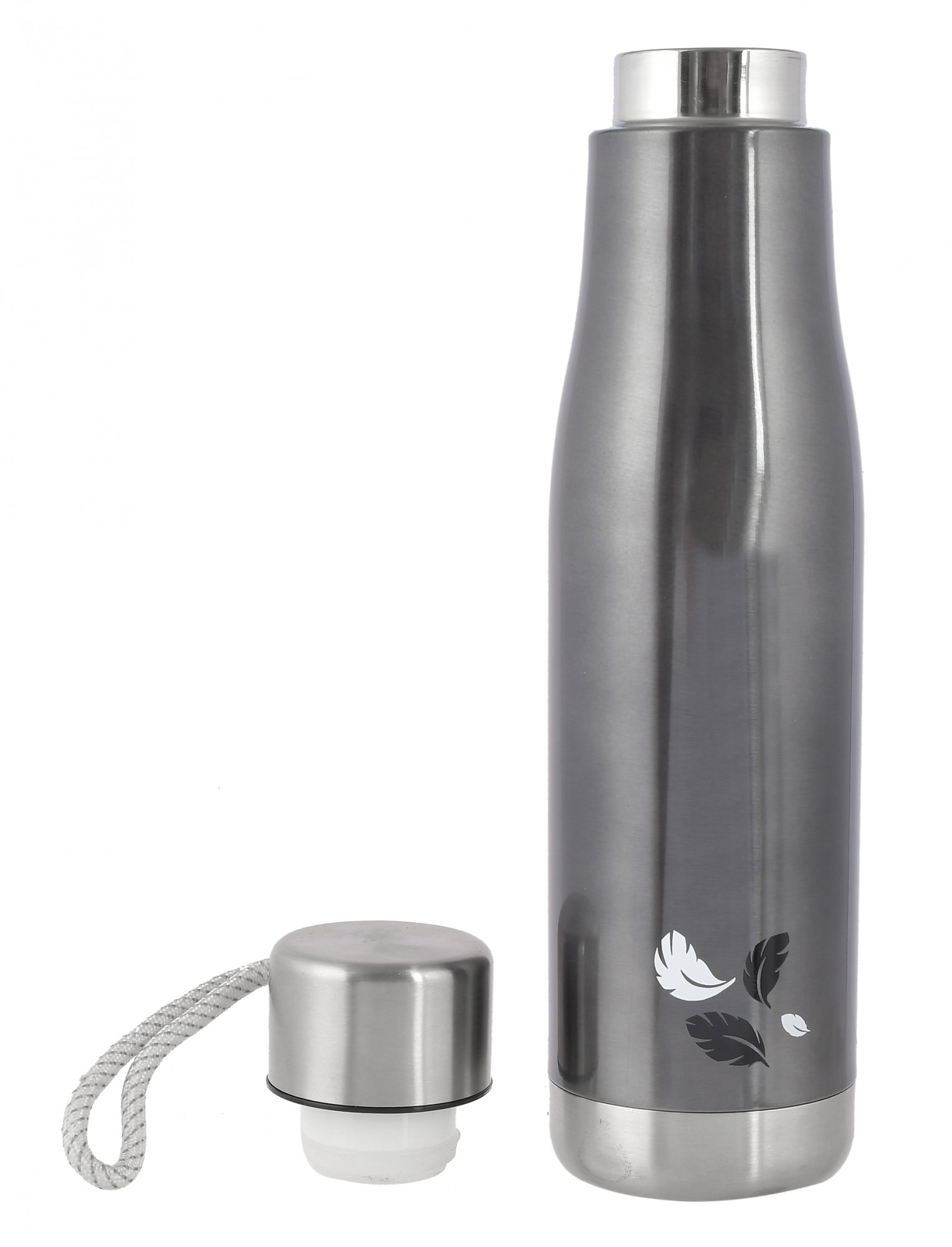 Kuber Industries Stainless Steel Hot And Cold Vacuum Flask With Carrying Strip, 500ml (Grey)-HS42KUBMART25165