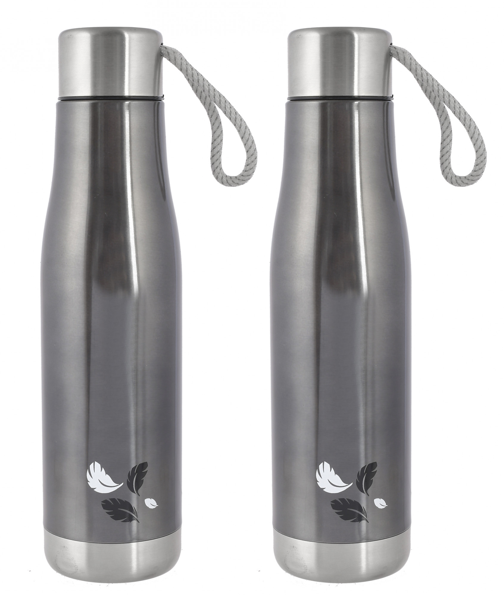 Kuber Industries Stainless Steel Hot And Cold Vacuum Flask With Carrying Strip, 500ml (Grey)-HS42KUBMART25165