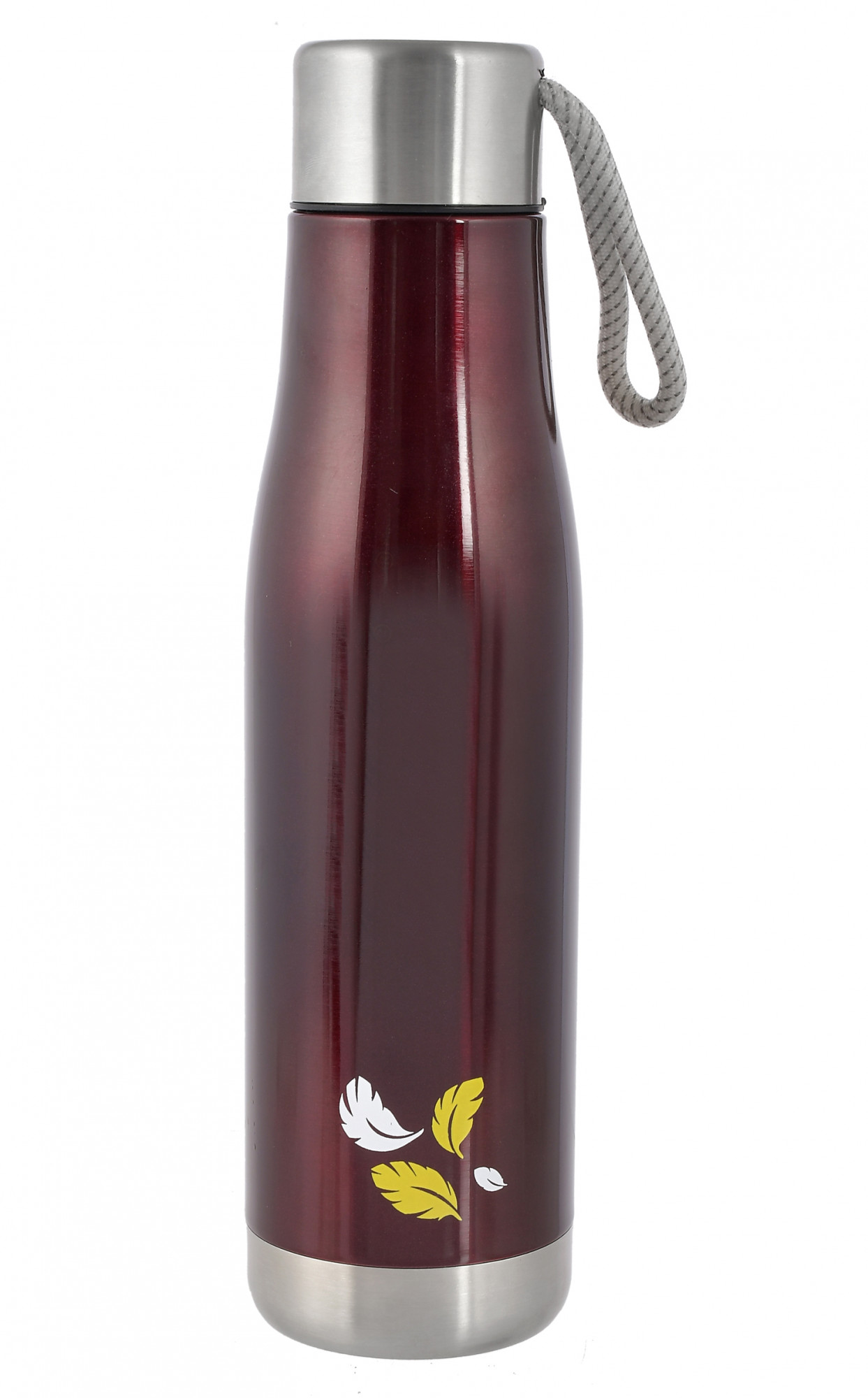 Kuber Industries Stainless Steel Hot And Cold Vacuum Flask With Carrying Strip, 500ml (Maroon)-HS42KUBMART25161