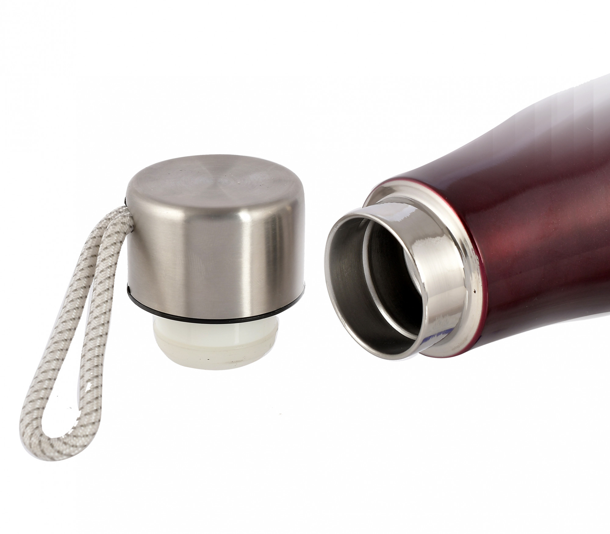 Kuber Industries Stainless Steel Hot And Cold Vacuum Flask With Carrying Strip, 500ml (Maroon)-HS42KUBMART25161
