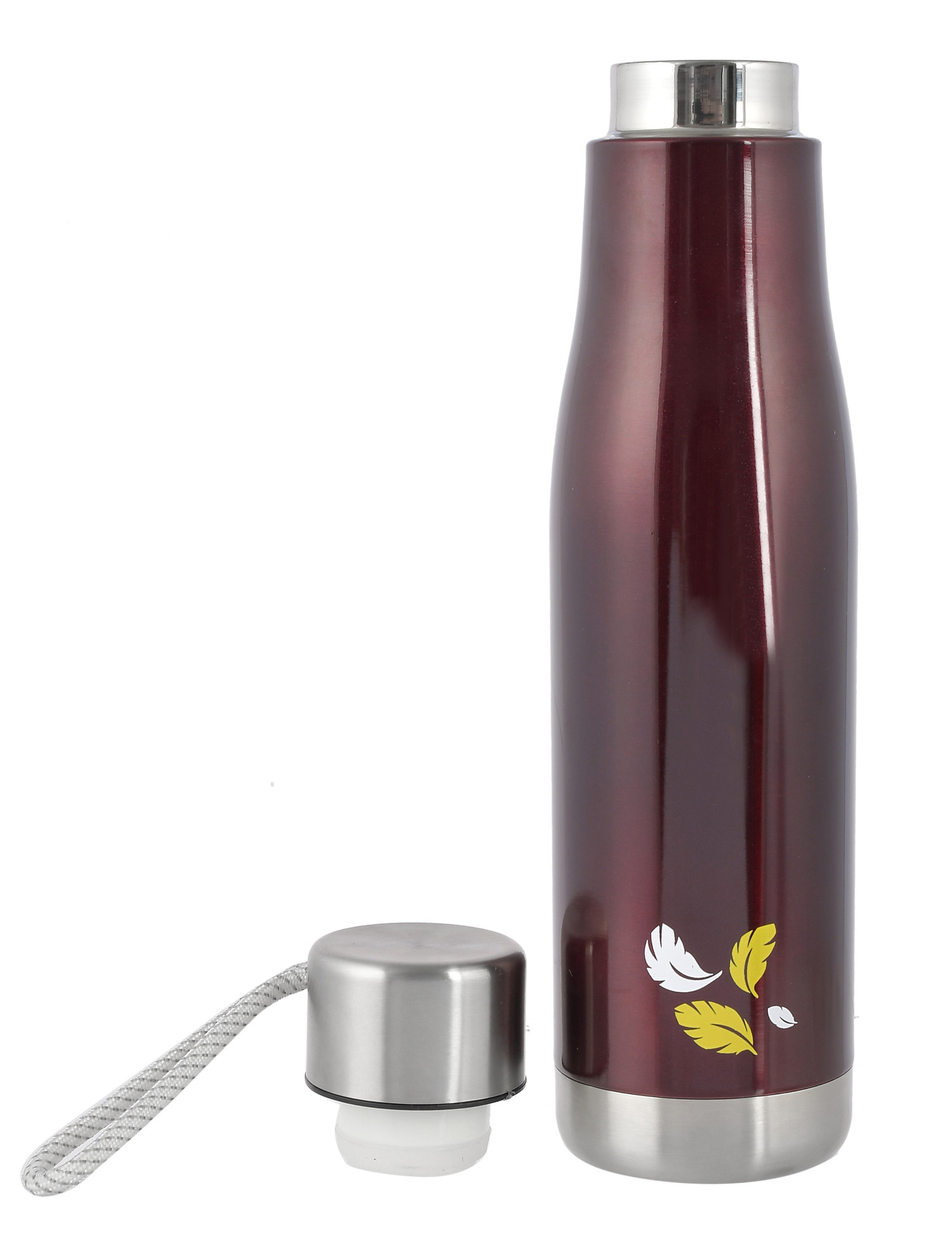 Kuber Industries Stainless Steel Hot And Cold Vacuum Flask With Carrying Strip, 500ml (Maroon)-HS42KUBMART25161