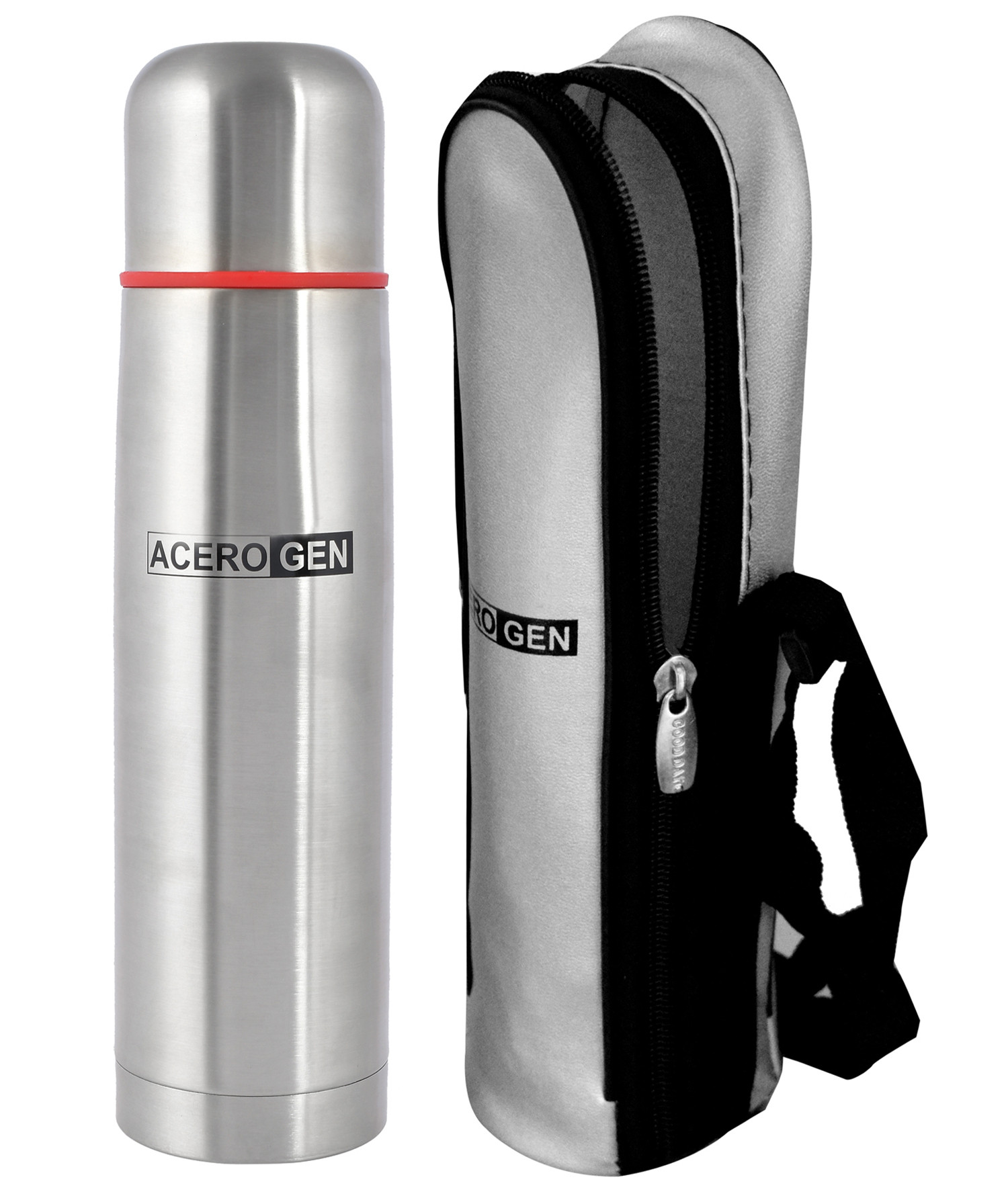 Kuber Industries Stainless Steel Hot And Cold Vacuum Flask With Cover 1000ml Silver-HS42KUBMART25149