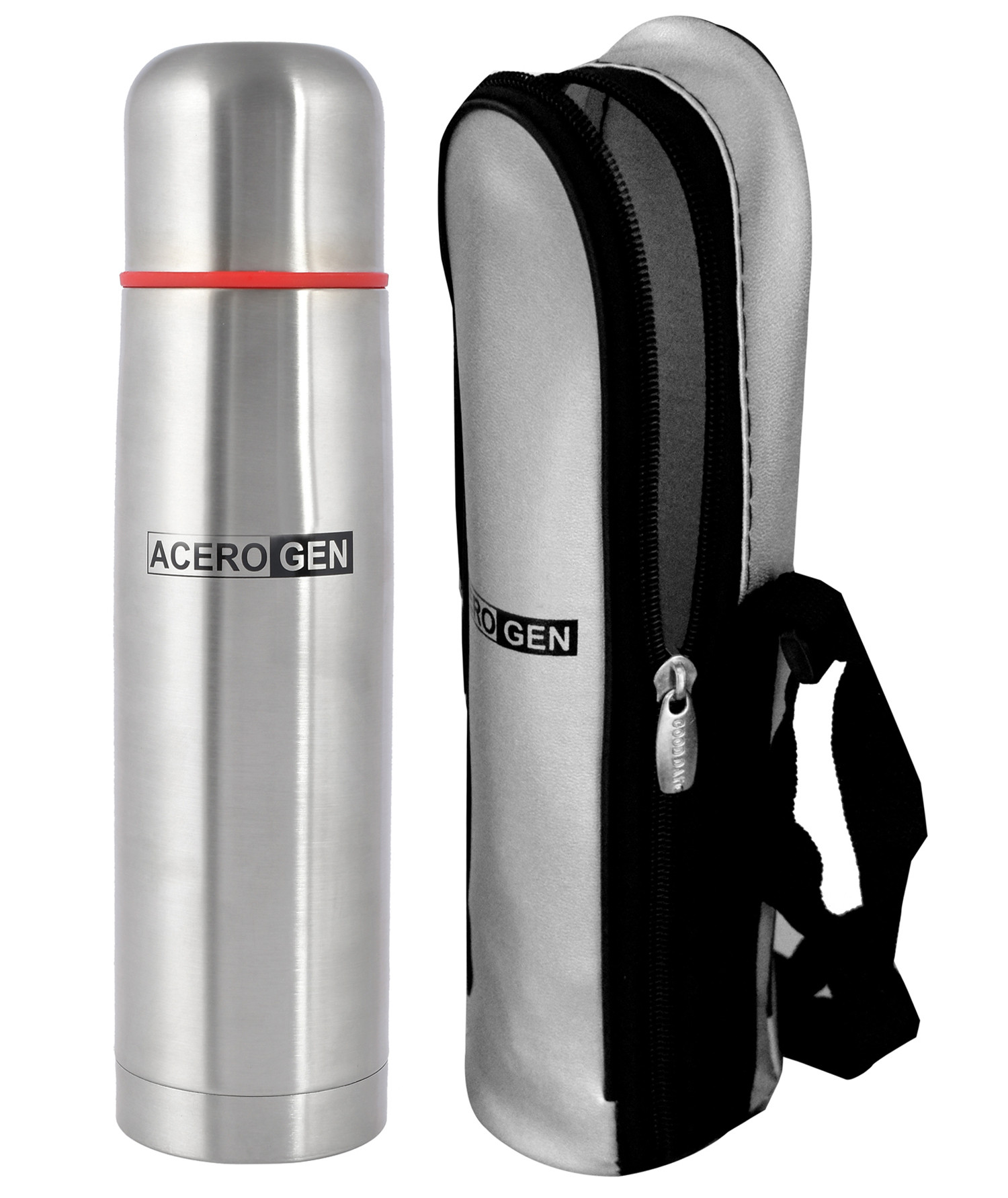 Kuber Industries Stainless Steel Hot And Cold Vacuum Flask With Cover, 1000ml (Silver)-HS42KUBMART25149