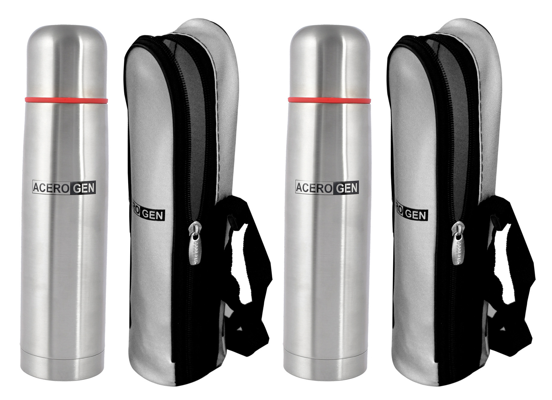 Kuber Industries Stainless Steel Hot And Cold Vacuum Flask With Cover, 1000ml (Silver)-HS42KUBMART25149