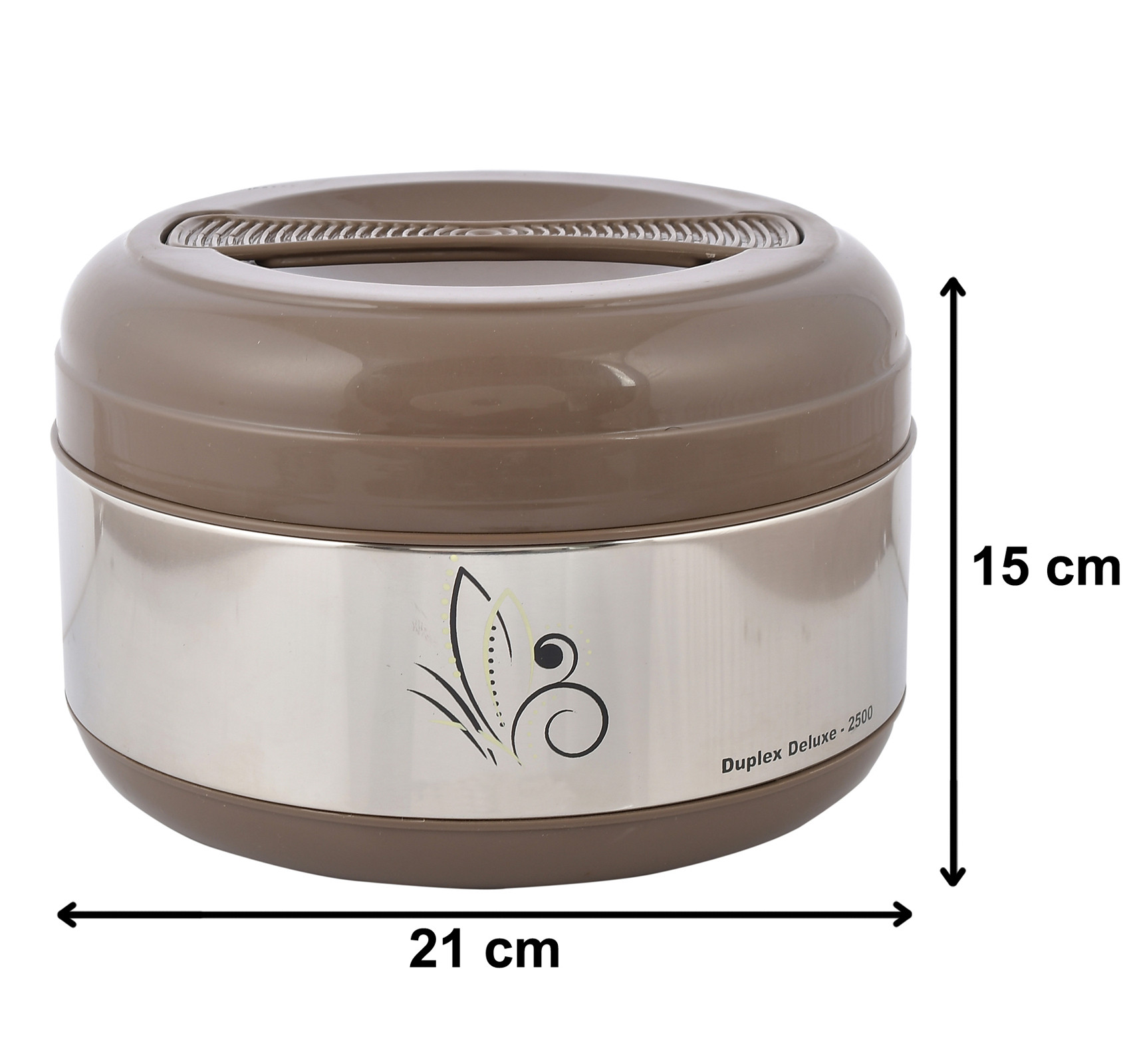 Kuber Industries Stainless Steel Insulated casserole With 1 Inner Conatiner, 2500ml (Brown)-HS42KUBMART25127
