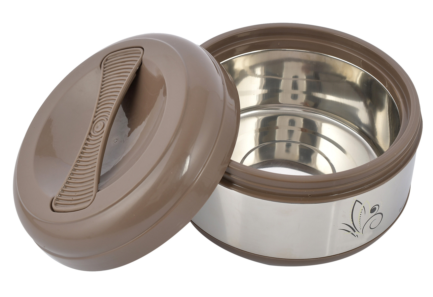 Kuber Industries Stainless Steel Insulated casserole With 1 Inner Conatiner, 2500ml (Brown)-HS42KUBMART25127