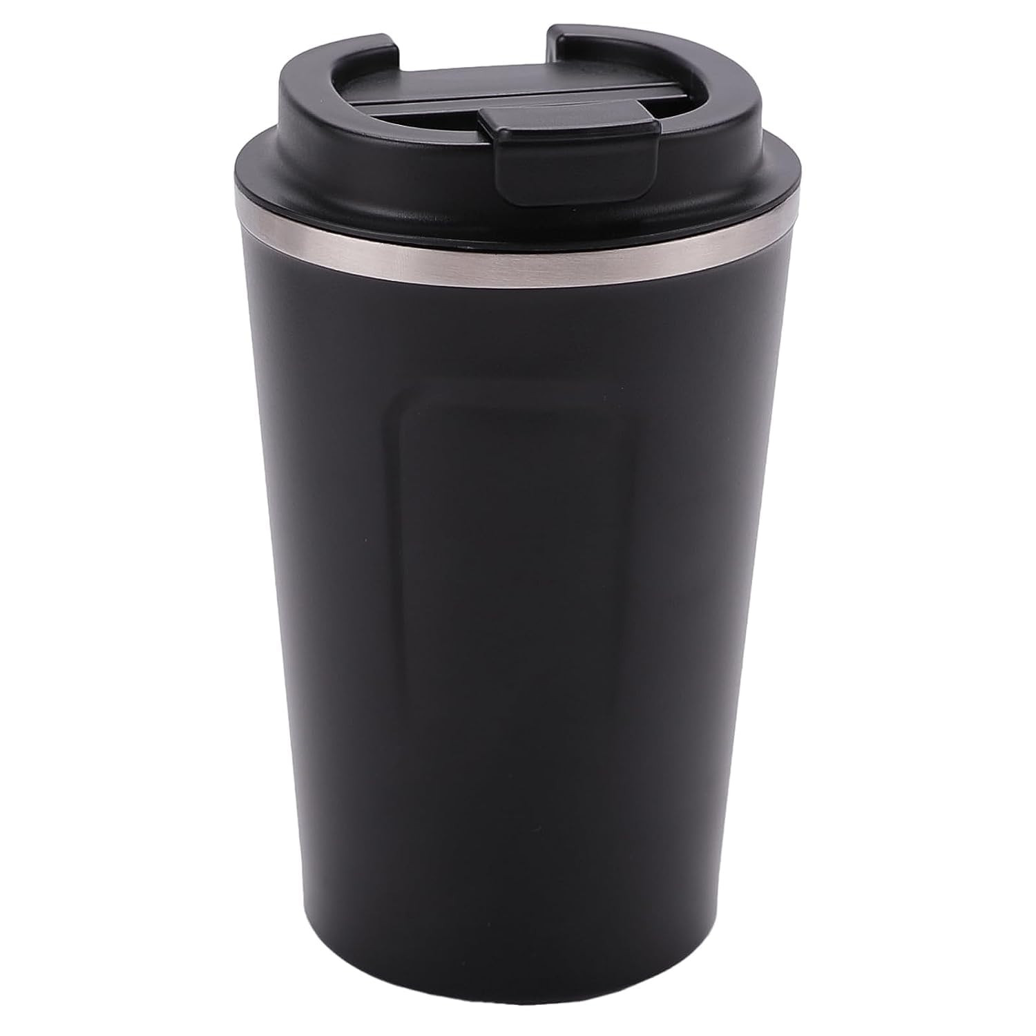 Kuber Industries Stainless Steel Insulated Coffee Cup With Sipper MouthTravel Coffee Mug 380 MLBlack