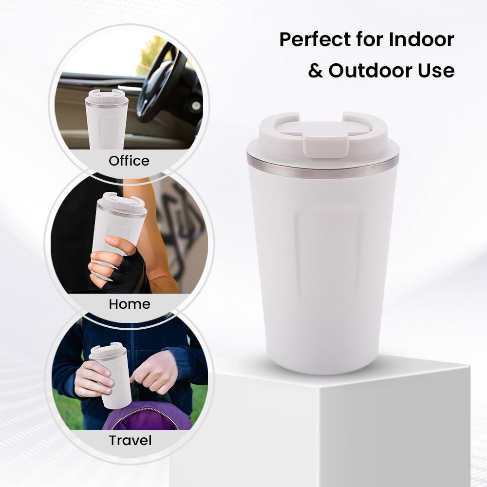 Kuber Industries Stainless Steel Insulated Coffee Cup With Sipper Mouth|Travel Coffee Mug 