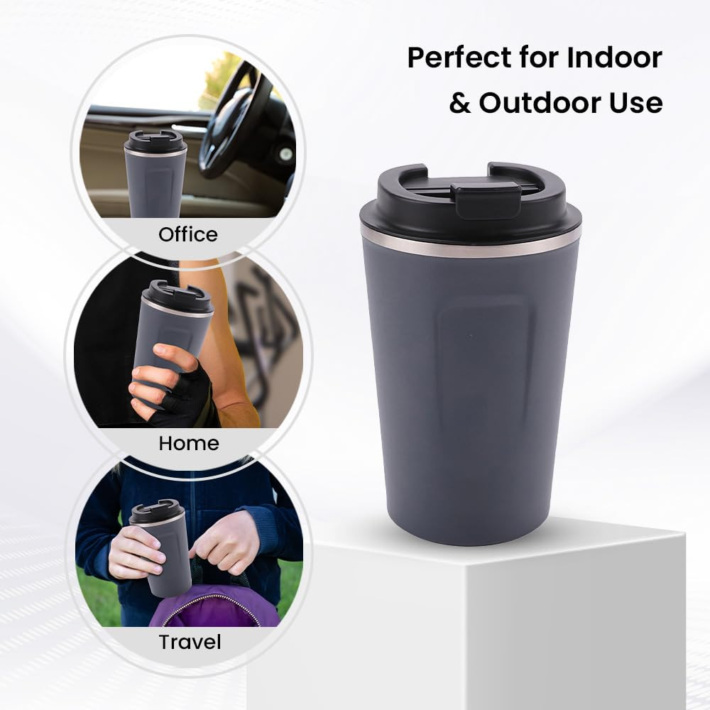 Kuber Industries Stainless Steel Insulated Coffee Cup With Sipper Mouth|Travel Coffee Mug 