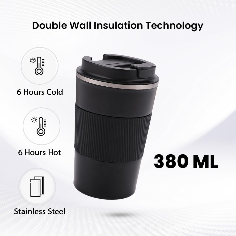 Kuber Industries Stainless Steel Insulated Coffee Cup With Sipper Mouth|Travel Coffee Mug 