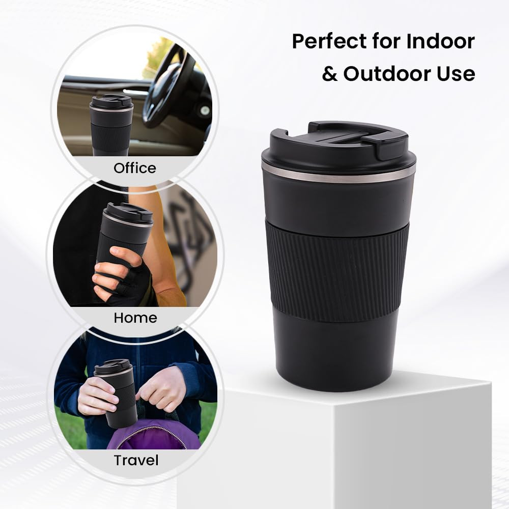 Kuber Industries Stainless Steel Insulated Coffee Cup With Sipper Mouth|Travel Coffee Mug 