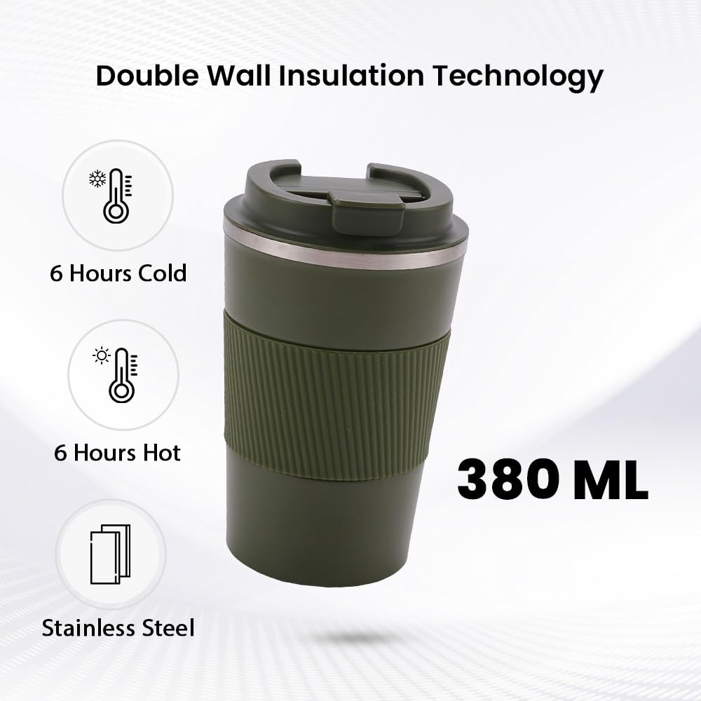 Kuber Industries Stainless Steel Insulated Coffee Mug With Sleeve|Travel Coffee Mug 