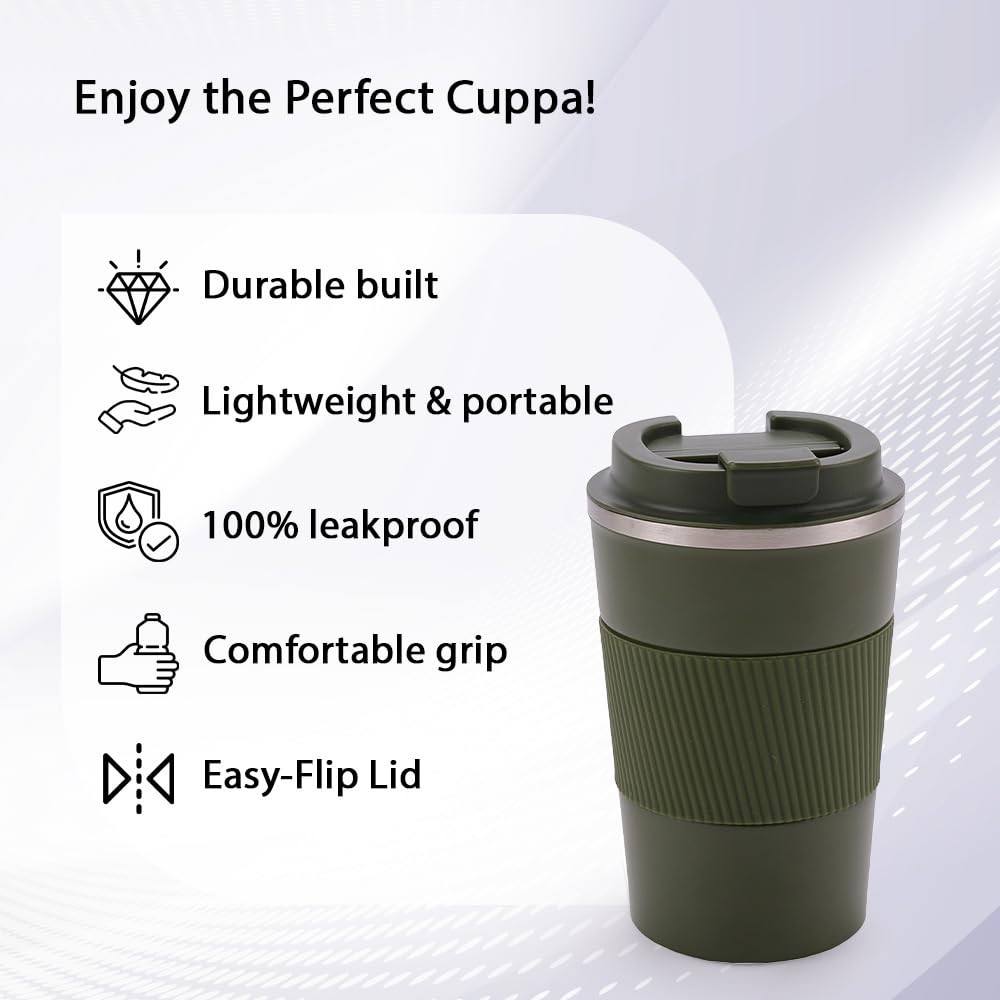 Kuber Industries Stainless Steel Insulated Coffee Mug With Sleeve|Travel Coffee Mug 