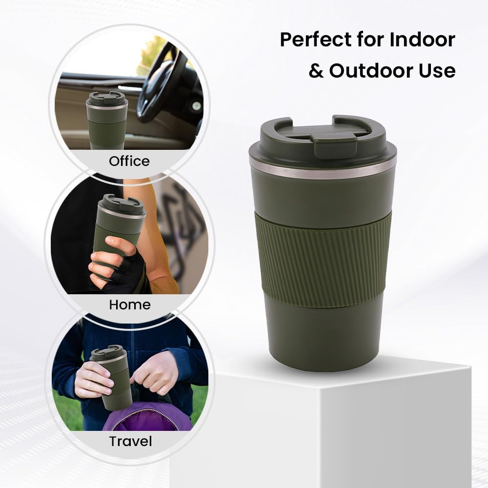 Kuber Industries Stainless Steel Insulated Coffee Mug With Sleeve|Travel Coffee Mug 
