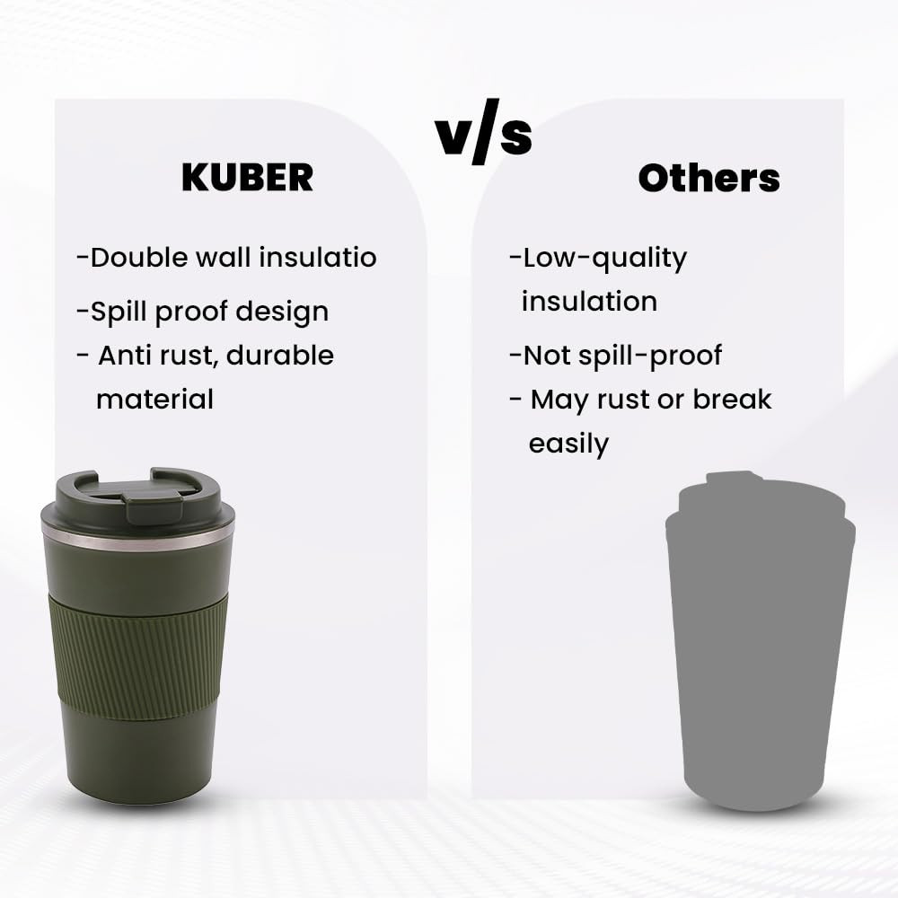 Kuber Industries Stainless Steel Insulated Coffee Mug With Sleeve|Travel Coffee Mug 