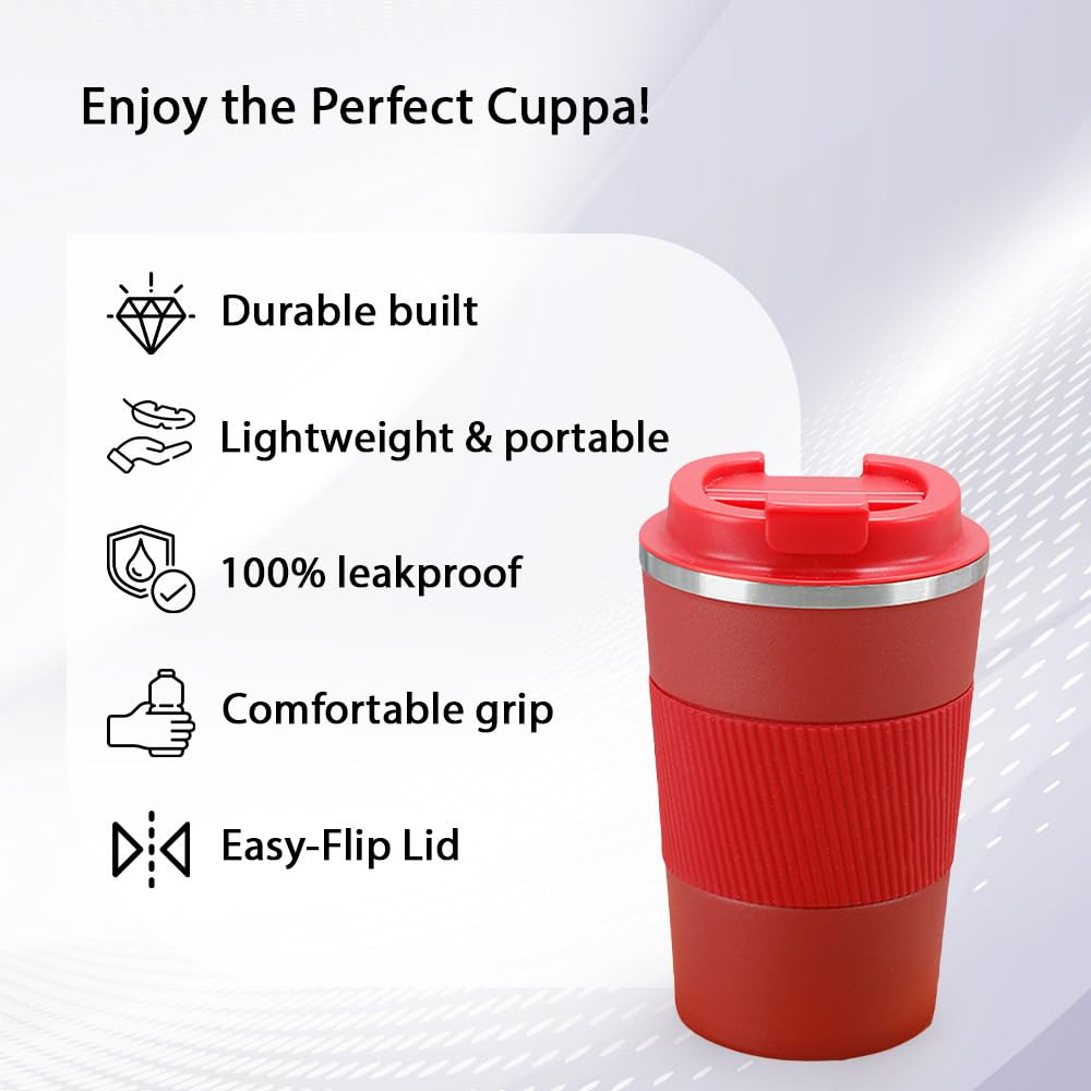Kuber Industries Stainless Steel Insulated Coffee Mug With Sleeve|Travel Coffee Mug 