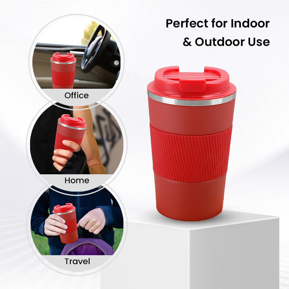 Kuber Industries Stainless Steel Insulated Coffee Mug With Sleeve|Travel Coffee Mug 