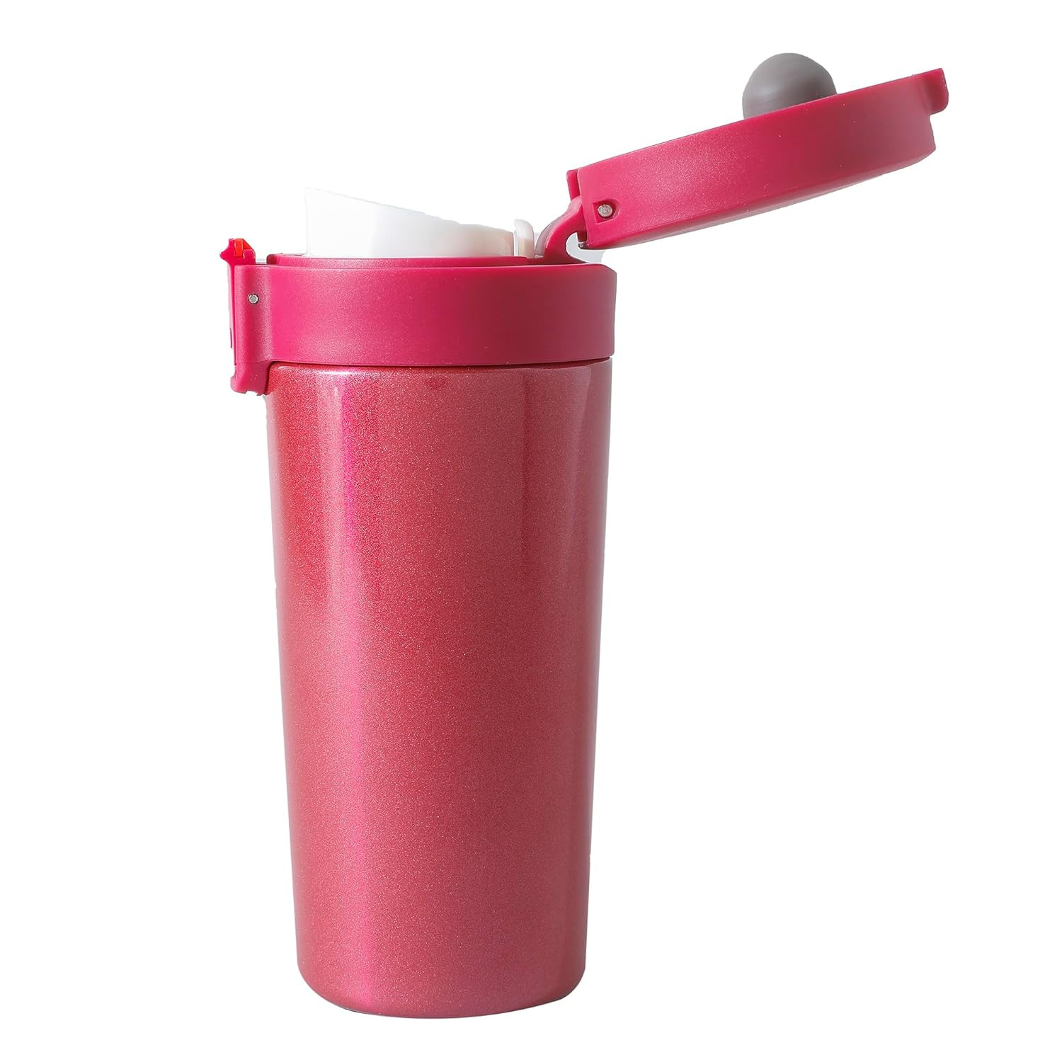 Kuber industries Stainless Steel Insulated Coffee Tumbler With Sipper Lid 380 ML (Red)