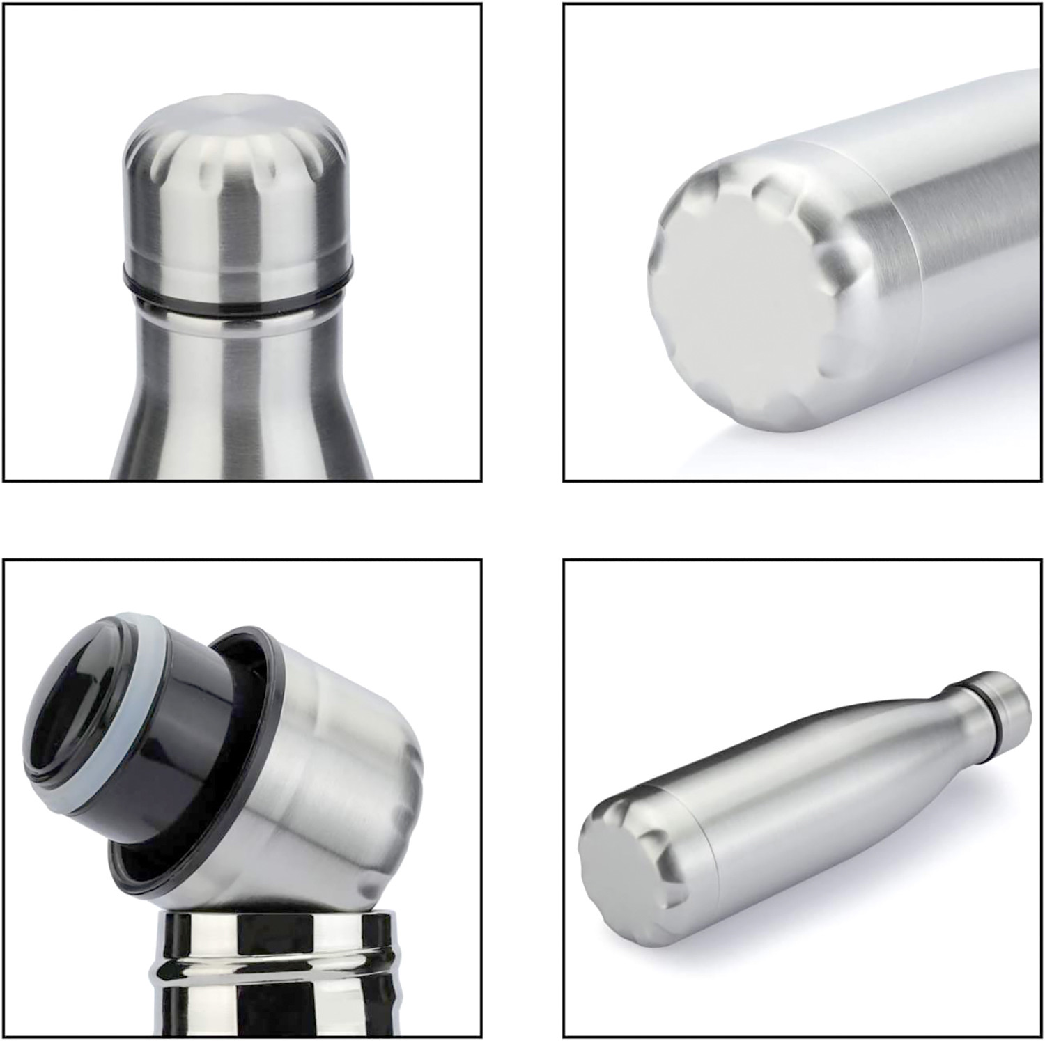 Kuber Industries Stainless Steel Insulated Round Water Bottle For Home & Traveling, 750ML (Silver) 54KM4321