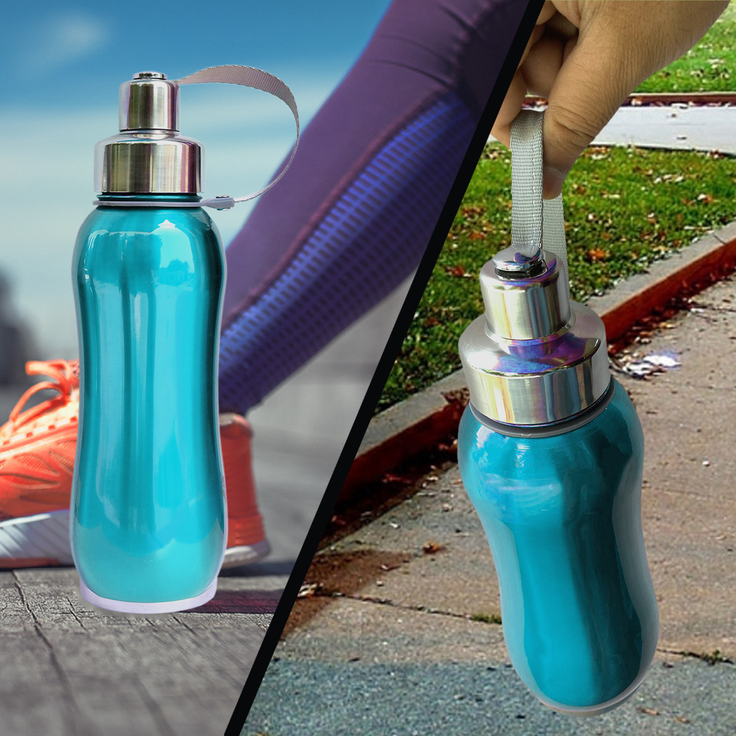 Kuber Industries Stainless Steel Insulated Water Bottle With Strainer For Home & Traveling, 1Ltr. (Blue) 54KM4311