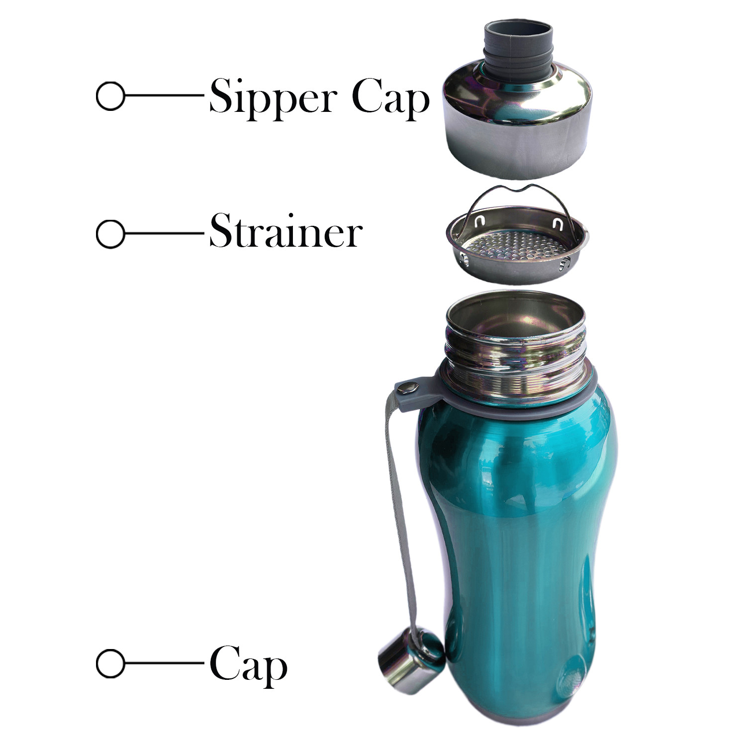 Kuber Industries Stainless Steel Insulated Water Bottle With Strainer For Home & Traveling, 1Ltr. (Blue) 54KM4311