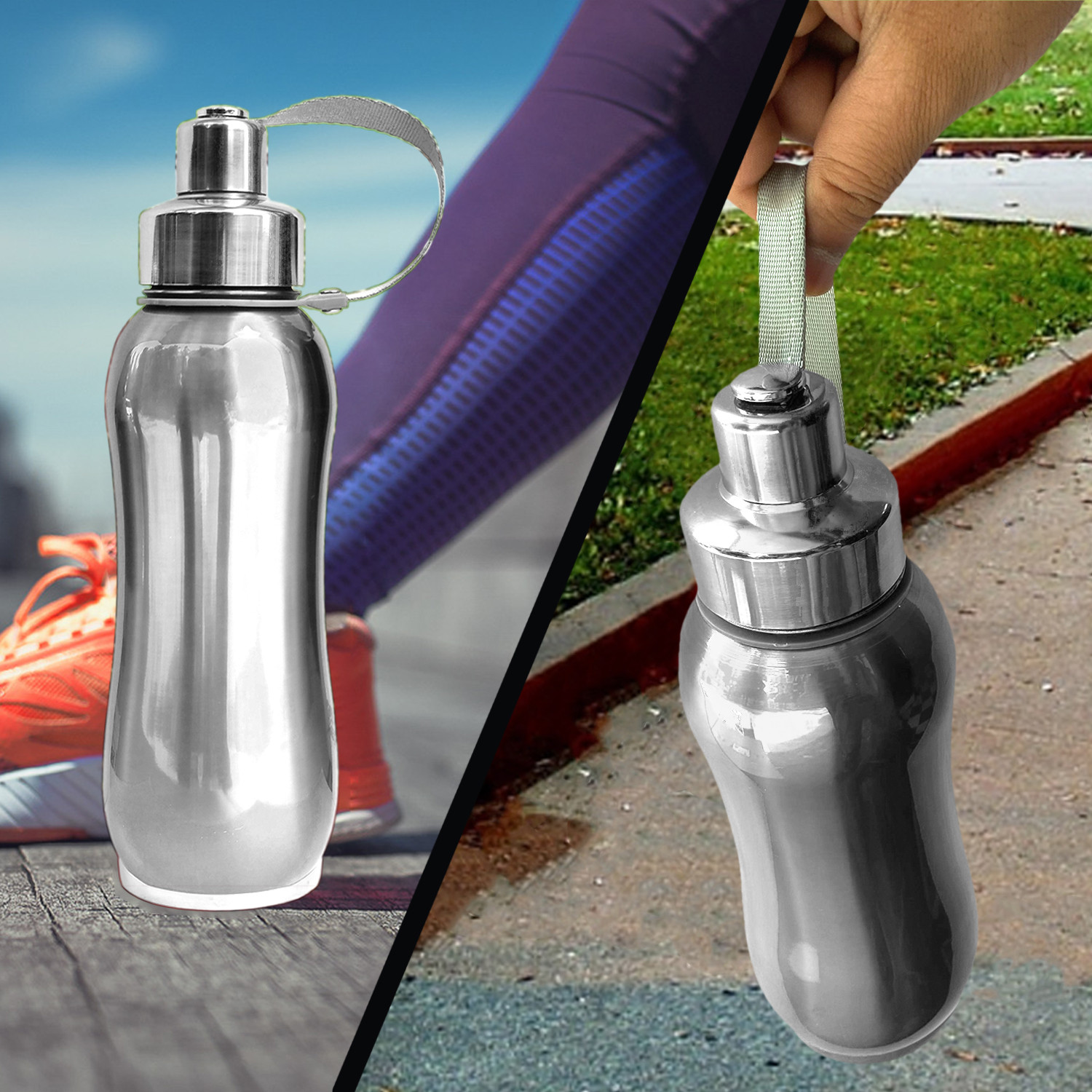 Kuber Industries Stainless Steel Insulated Water Bottle With Strainer For Home & Traveling, 1Ltr. (Silver) 54KM4313