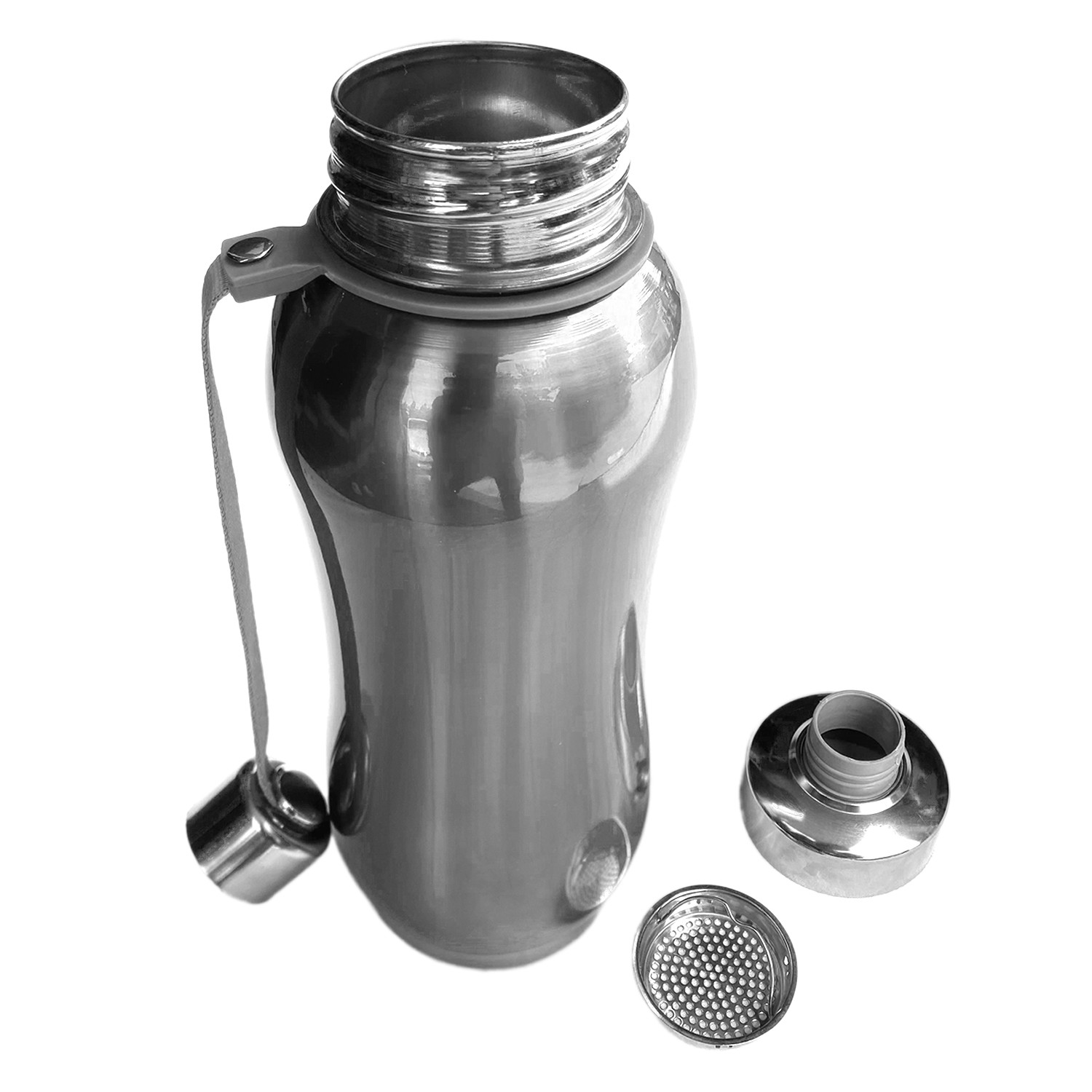 Kuber Industries Stainless Steel Insulated Water Bottle With Strainer For Home & Traveling, 1Ltr. (Silver) 54KM4313