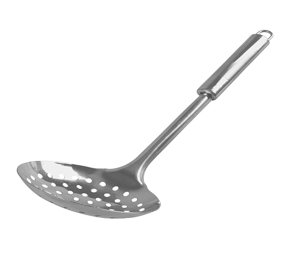 Kuber Industries Stainless Steel Jhara/Skimmer/Strainer Steel Frying Spoon/deep Fry for Kitchen (Silver)