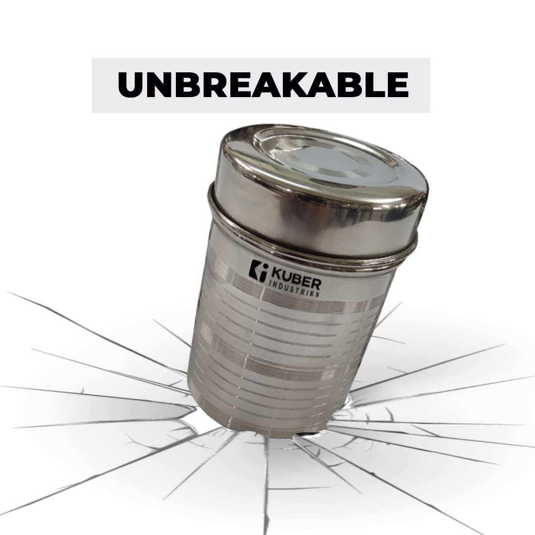 Kuber Industries Stainless Steel Kitchen Containers Set  Durable  Stackable  Storage Canisters for Tea Coffee  Sugar  Kitchen Storage Container Set of 3 - Assorted