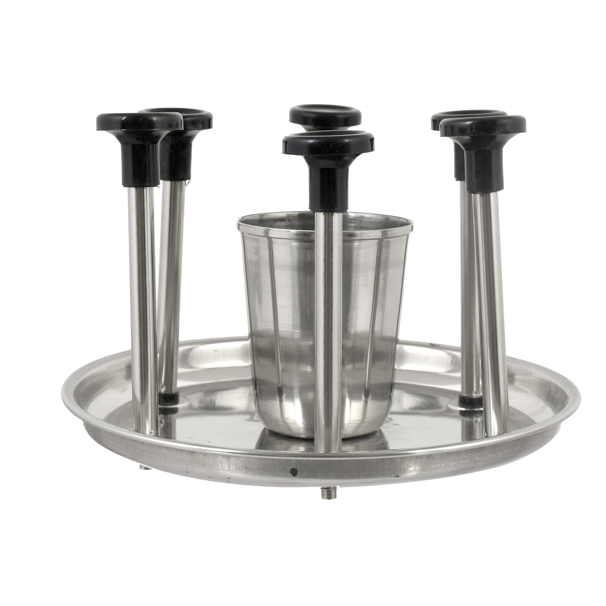 Kuber Industries Stainless Steel Kitchenware Glass and Spoon Organiser Super for 6 Glasses and Cutlery Glass Stand (Silver)