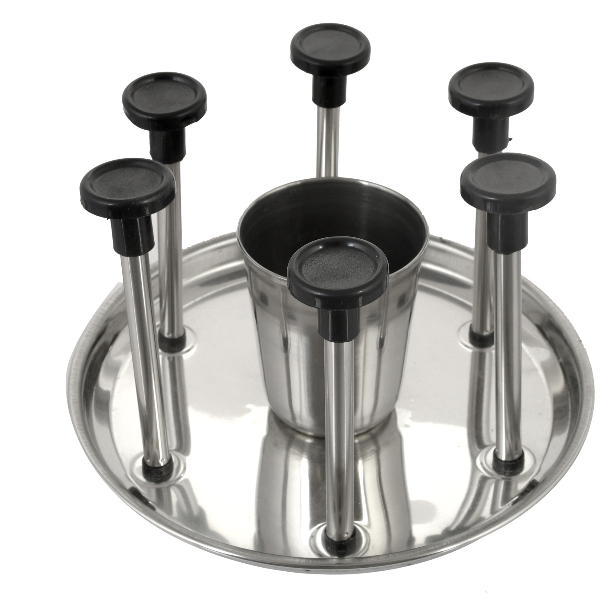 Kuber Industries Stainless Steel Kitchenware Glass and Spoon Organiser Super for 6 Glasses and Cutlery Glass Stand (Silver)