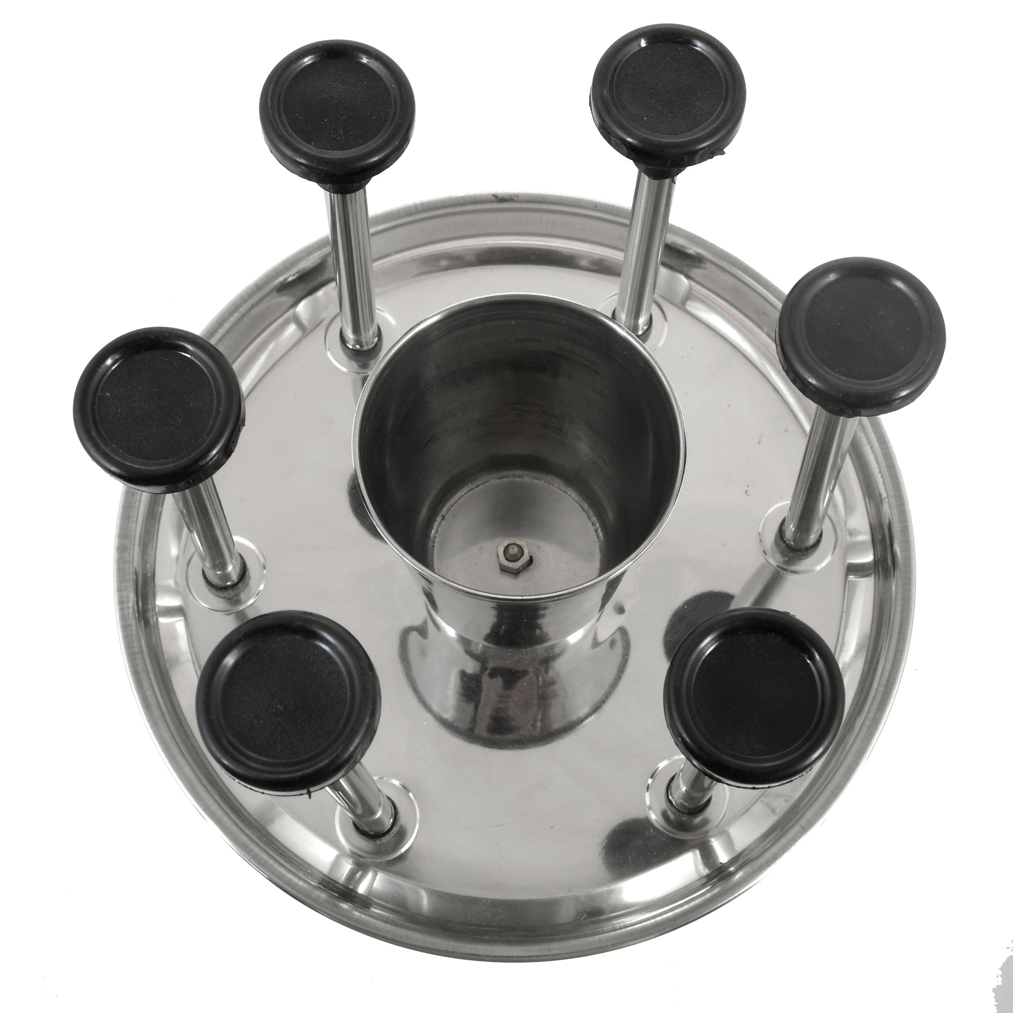 Kuber Industries Stainless Steel Kitchenware Glass and Spoon Organiser Super for 6 Glasses and Cutlery Glass Stand (Silver)