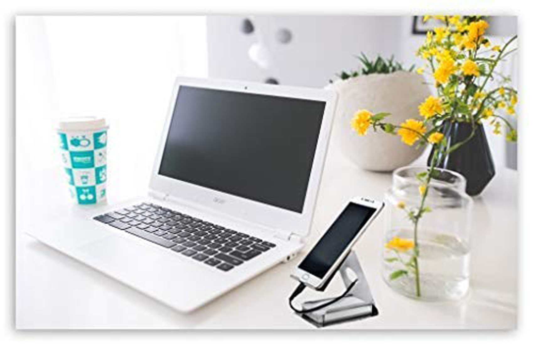Kuber Industries Stainless Steel Mobile Stand with Card Holder (Silver)-KUBMART1674