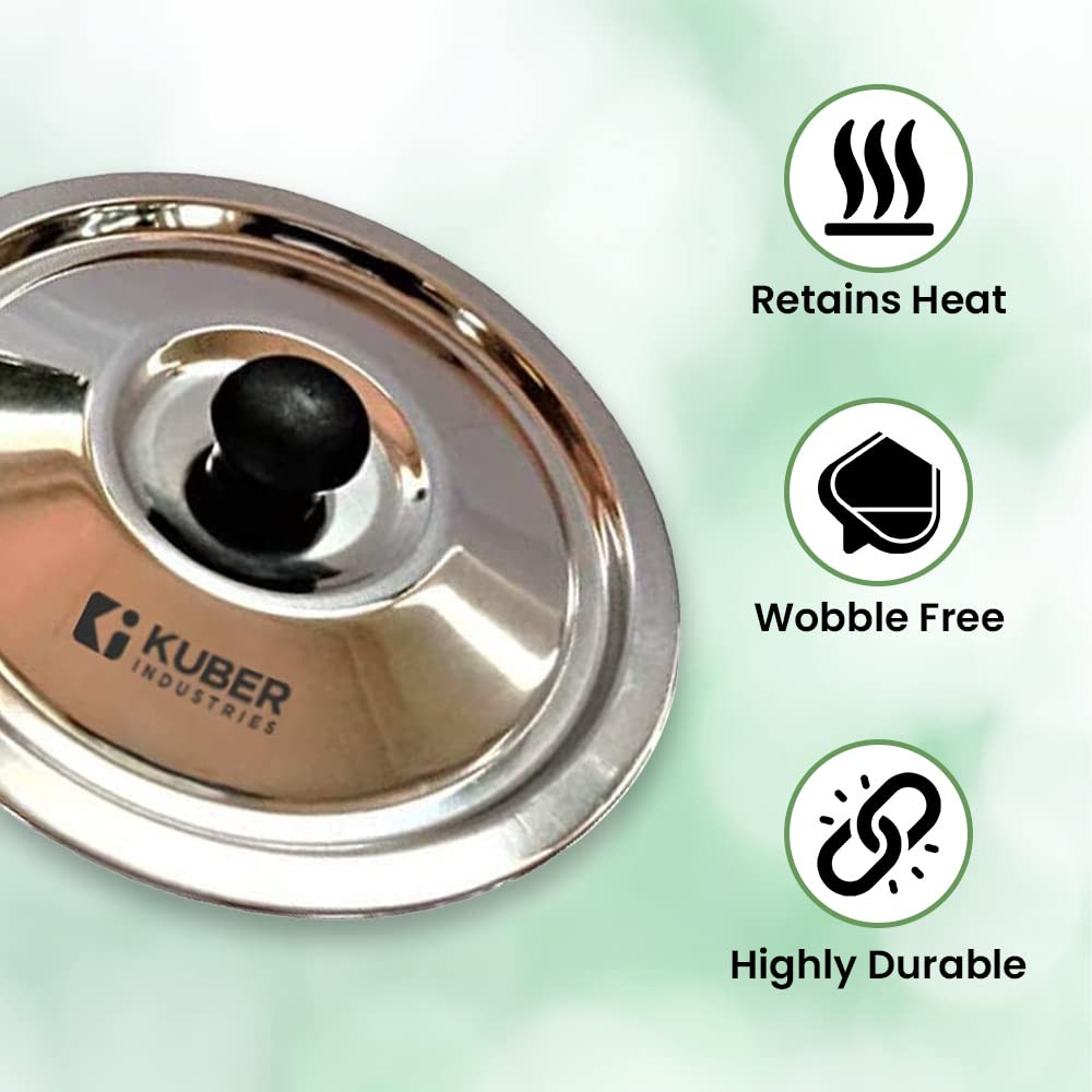 Kuber Industries Stainless Steel Multipurpose Lid with Knob | Sturdy Knob & Durable | Suitable for Pots, Pans, Kadhai, Tawa | Easy to Clean & Hold | Steel Cooking Lid Set of 3