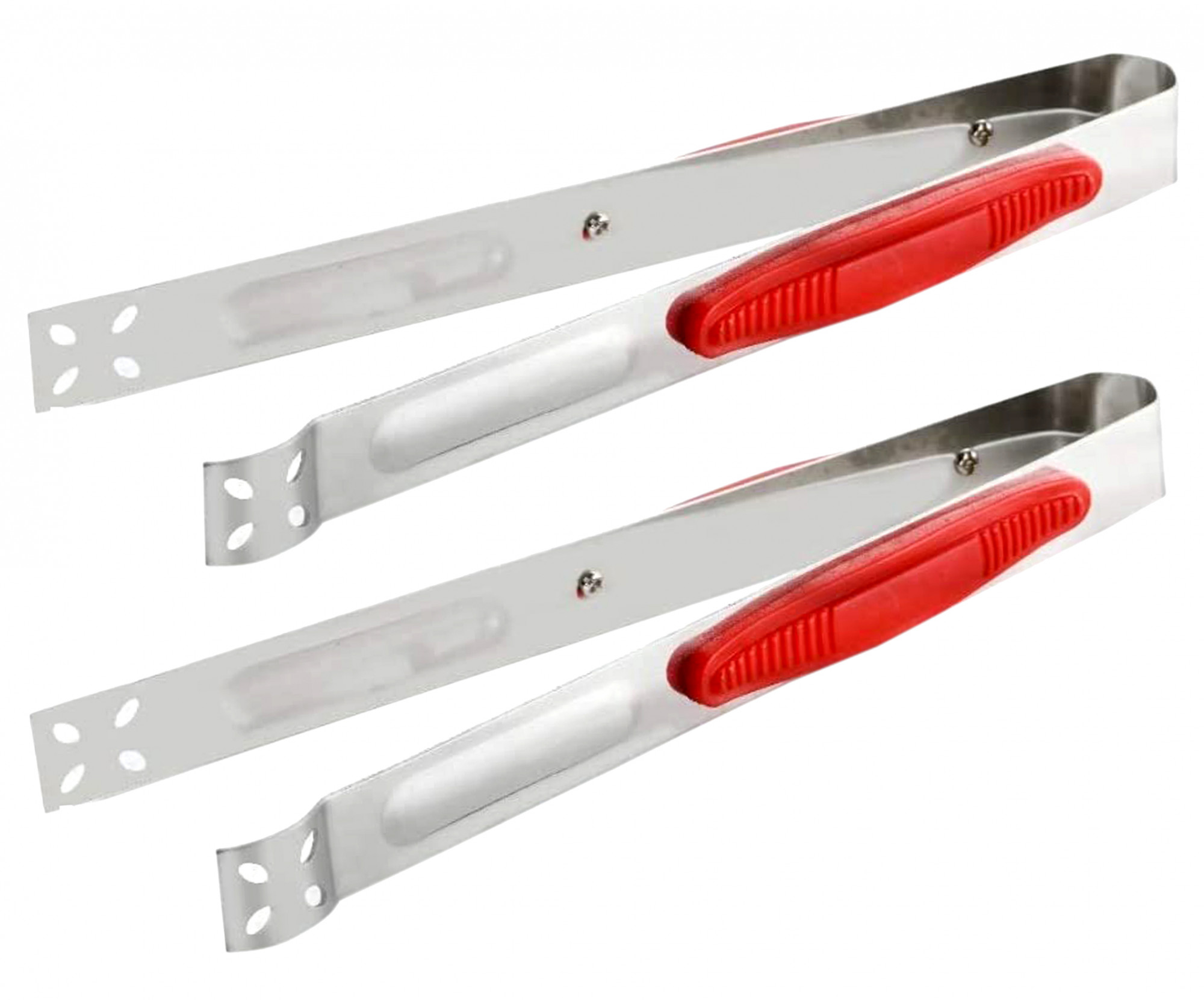 Kuber Industries Stainless Steel Multipurpose Tong For Cooking & Serving Ice, Salad, Roti Etc With Grip (Red)