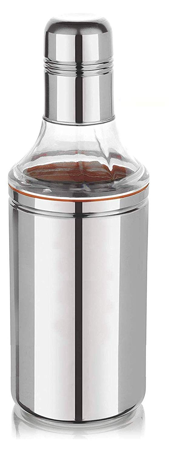 Kuber Industries Stainless Steel Oil Dispensers for Kitchen use with Sharp Finish, Slim, Look 500 Ml,Silver