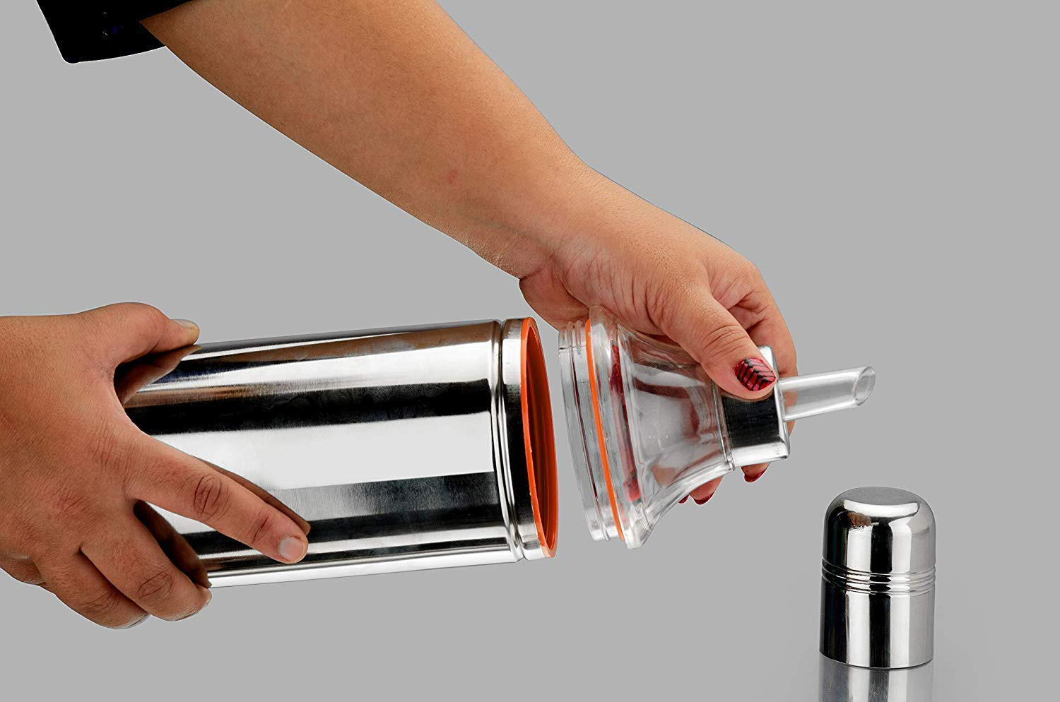 Kuber Industries Stainless Steel Oil Dispensers for Kitchen use with Sharp Finish, Slim, Look 500 Ml,Silver